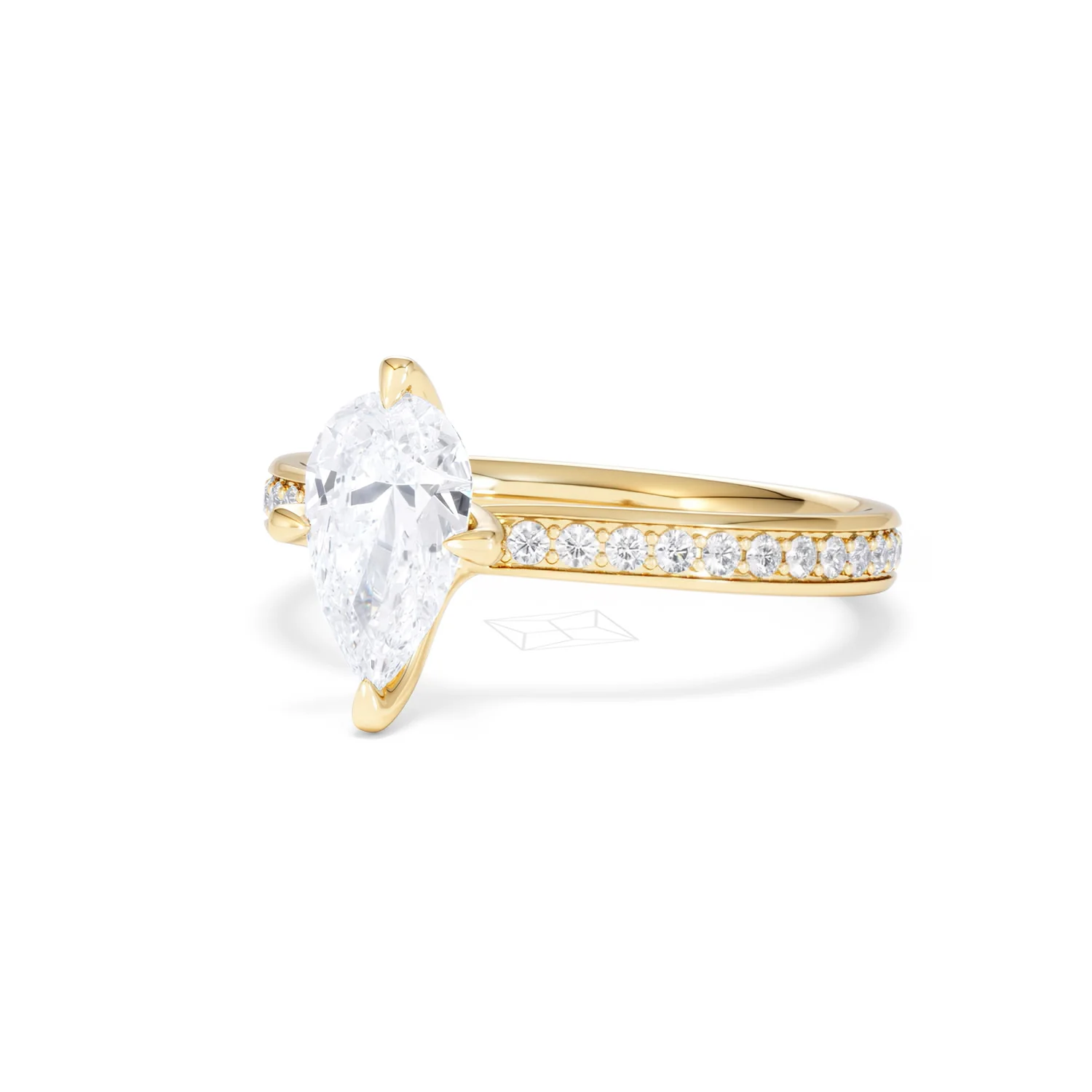 Origin Twist 1.00ct Pear Cut Lab Diamond Solitaire Engagement Ring with Side Stones in 18K Yellow Gold - Image 81