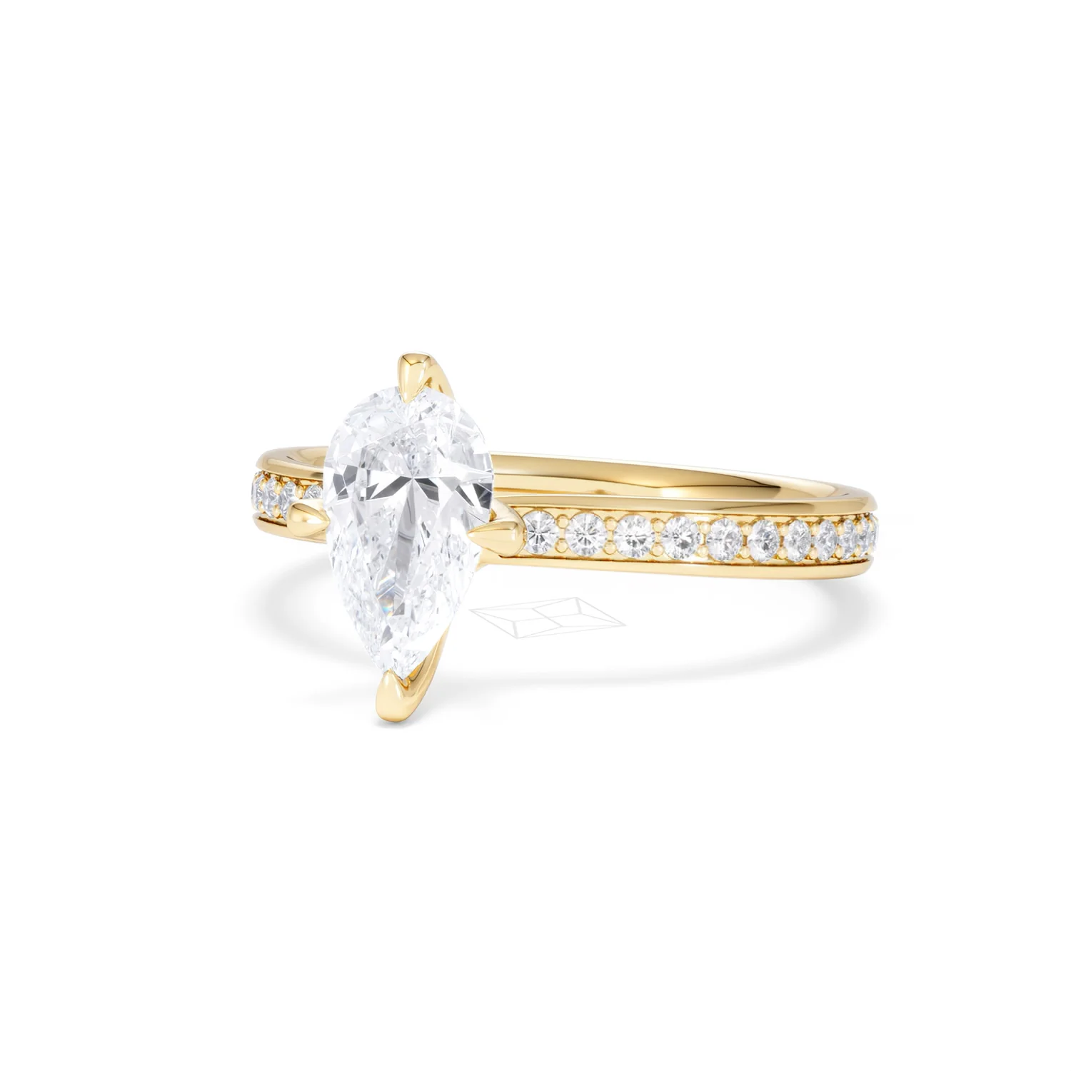 Origin Twist 1.00ct Pear Cut Lab Diamond Solitaire Engagement Ring with Side Stones in 18K Yellow Gold - Image 82