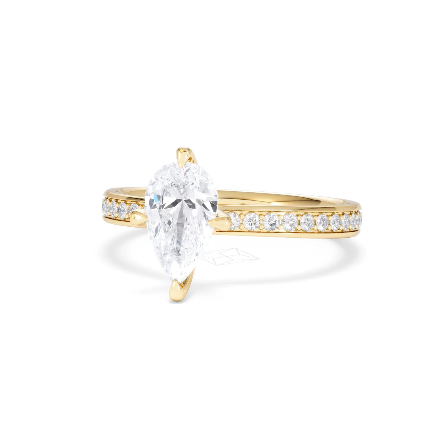 Origin Twist 1.00ct Pear Cut Lab Diamond Solitaire Engagement Ring with Side Stones in 18K Yellow Gold - Image 83