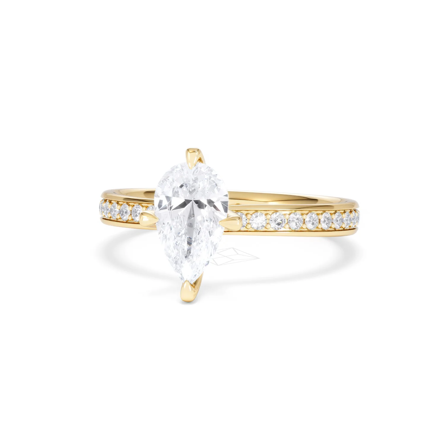 Origin Twist 1.00ct Pear Cut Lab Diamond Solitaire Engagement Ring with Side Stones in 18K Yellow Gold - Image 84