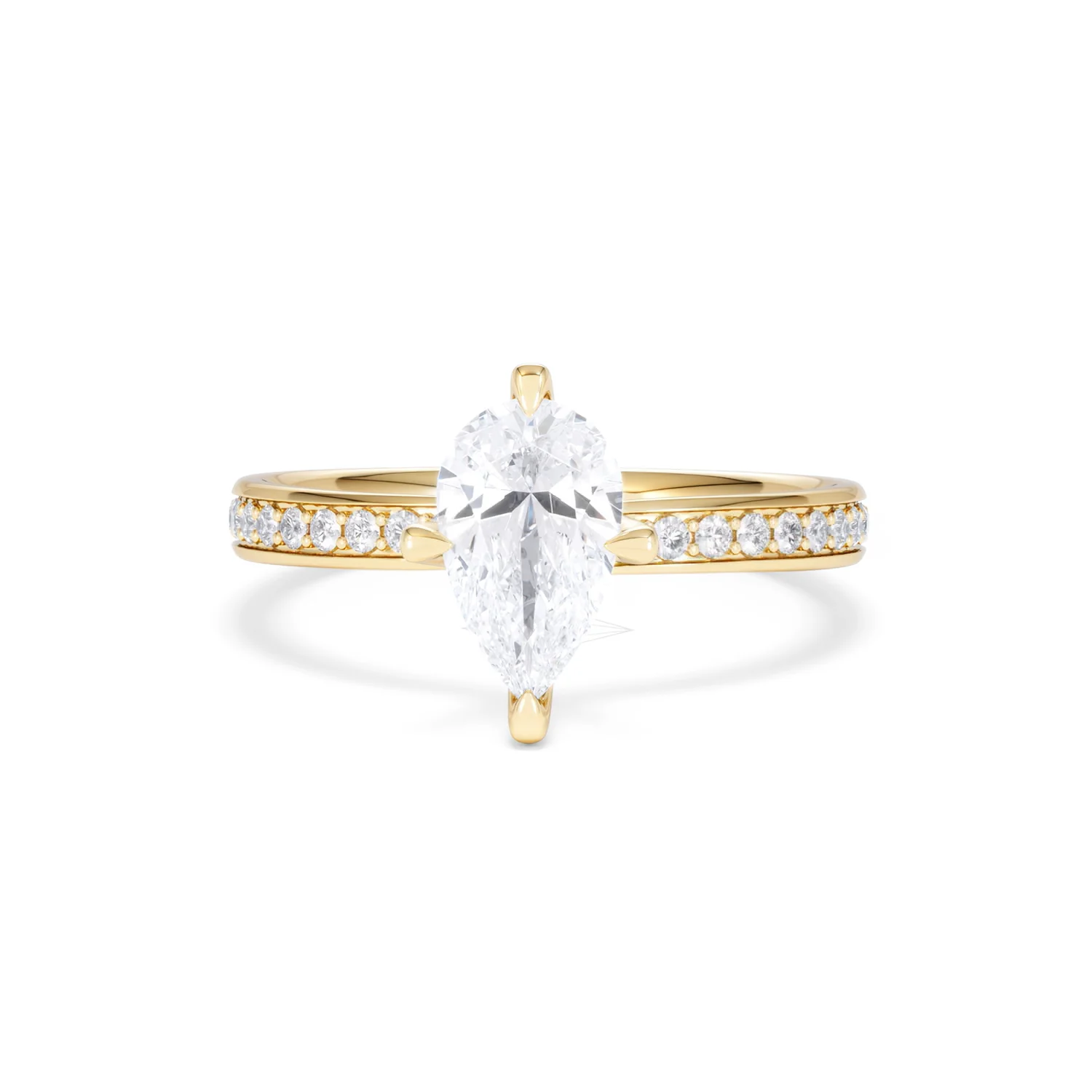 Origin Twist 1.00ct Pear Cut Lab Diamond Solitaire Engagement Ring with Side Stones in 18K Yellow Gold - Image 86