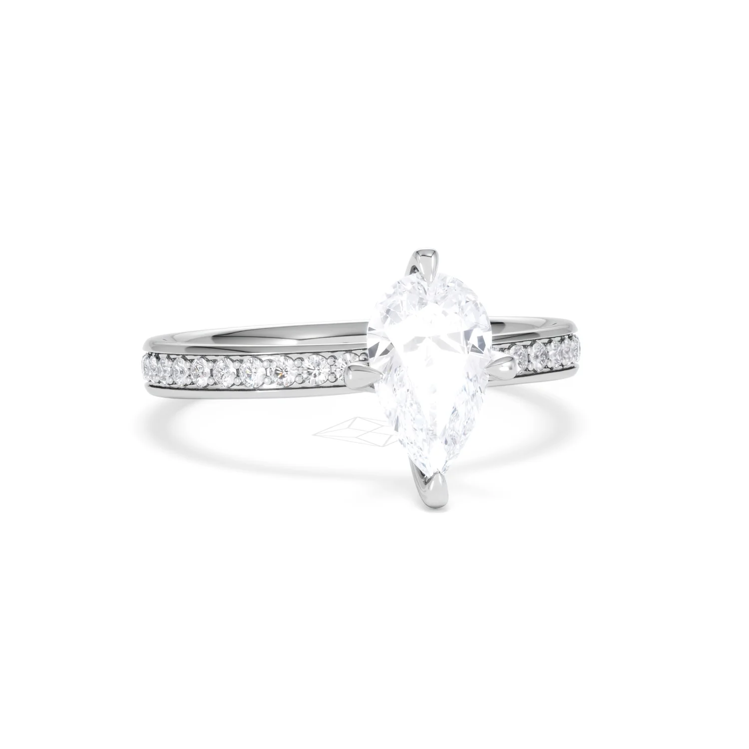 Origin Twist 1.00ct Pear Cut Lab Diamond Solitaire Engagement Ring with Side Stones in Platinum - Image 10