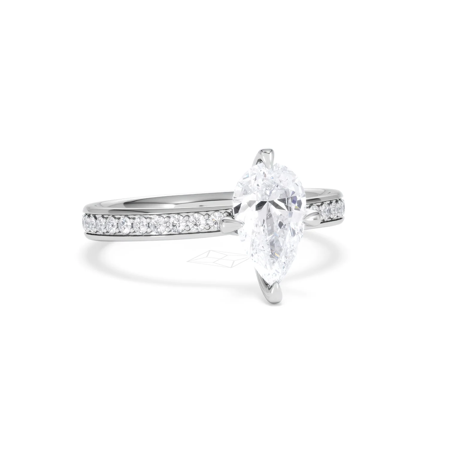Origin Twist 1.00ct Pear Cut Lab Diamond Solitaire Engagement Ring with Side Stones in Platinum - Image 11