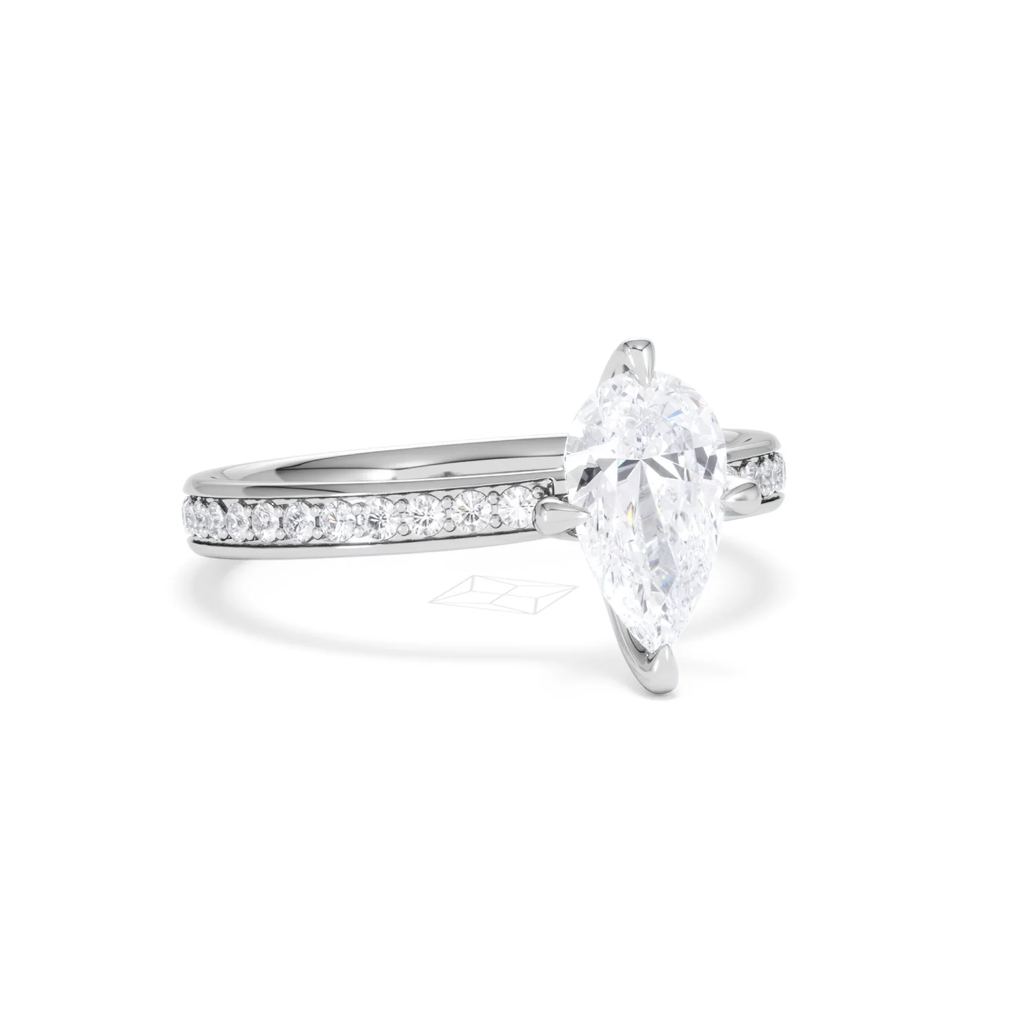 Origin Twist 1.00ct Pear Cut Lab Diamond Solitaire Engagement Ring with Side Stones in Platinum - Image 12