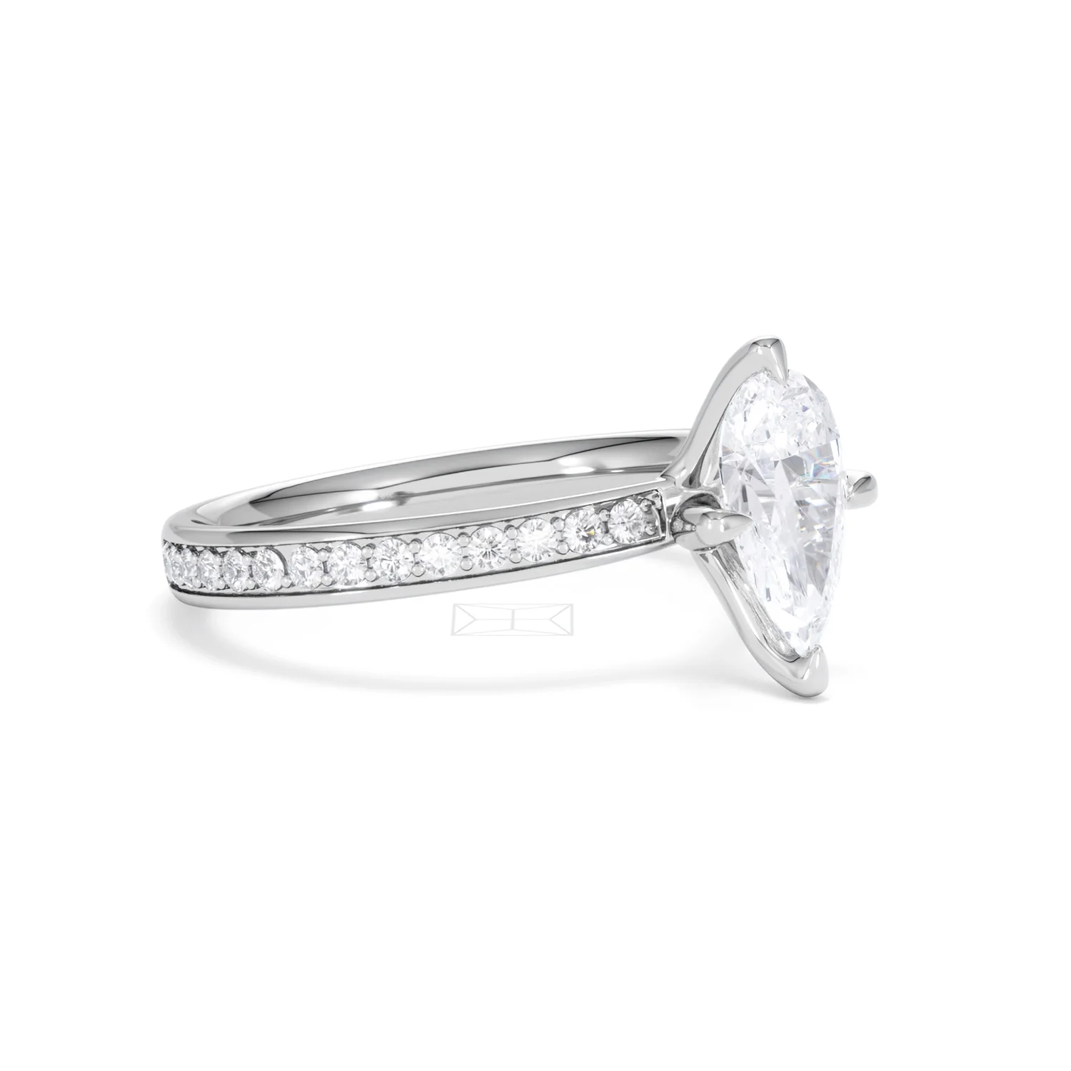 Origin Twist 1.00ct Pear Cut Lab Diamond Solitaire Engagement Ring with Side Stones in Platinum - Image 17