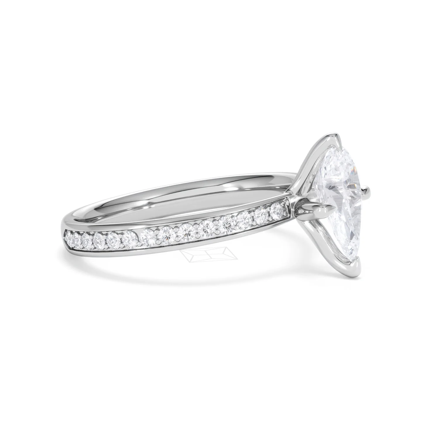 Origin Twist 1.00ct Pear Cut Lab Diamond Solitaire Engagement Ring with Side Stones in Platinum - Image 20