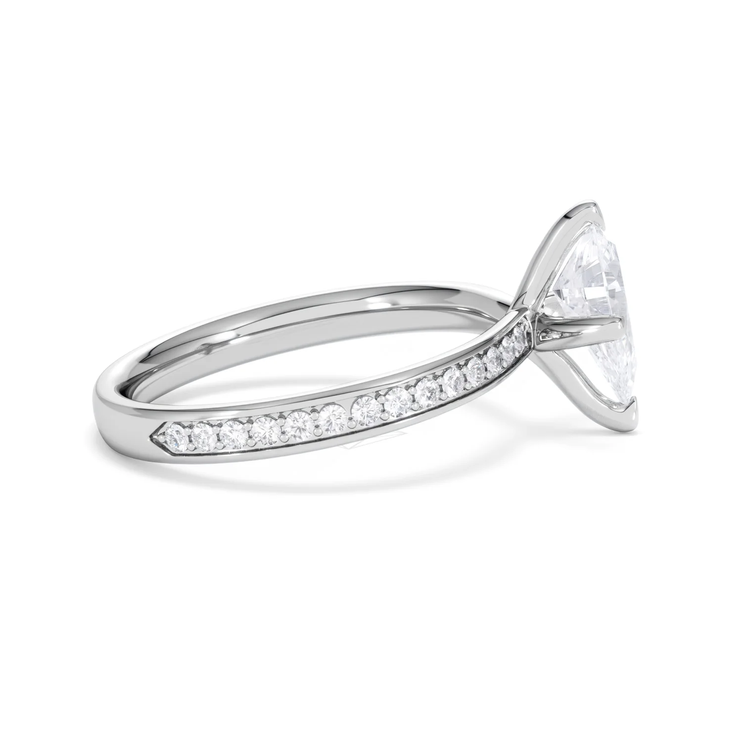Origin Twist 1.00ct Pear Cut Lab Diamond Solitaire Engagement Ring with Side Stones in Platinum - Image 27