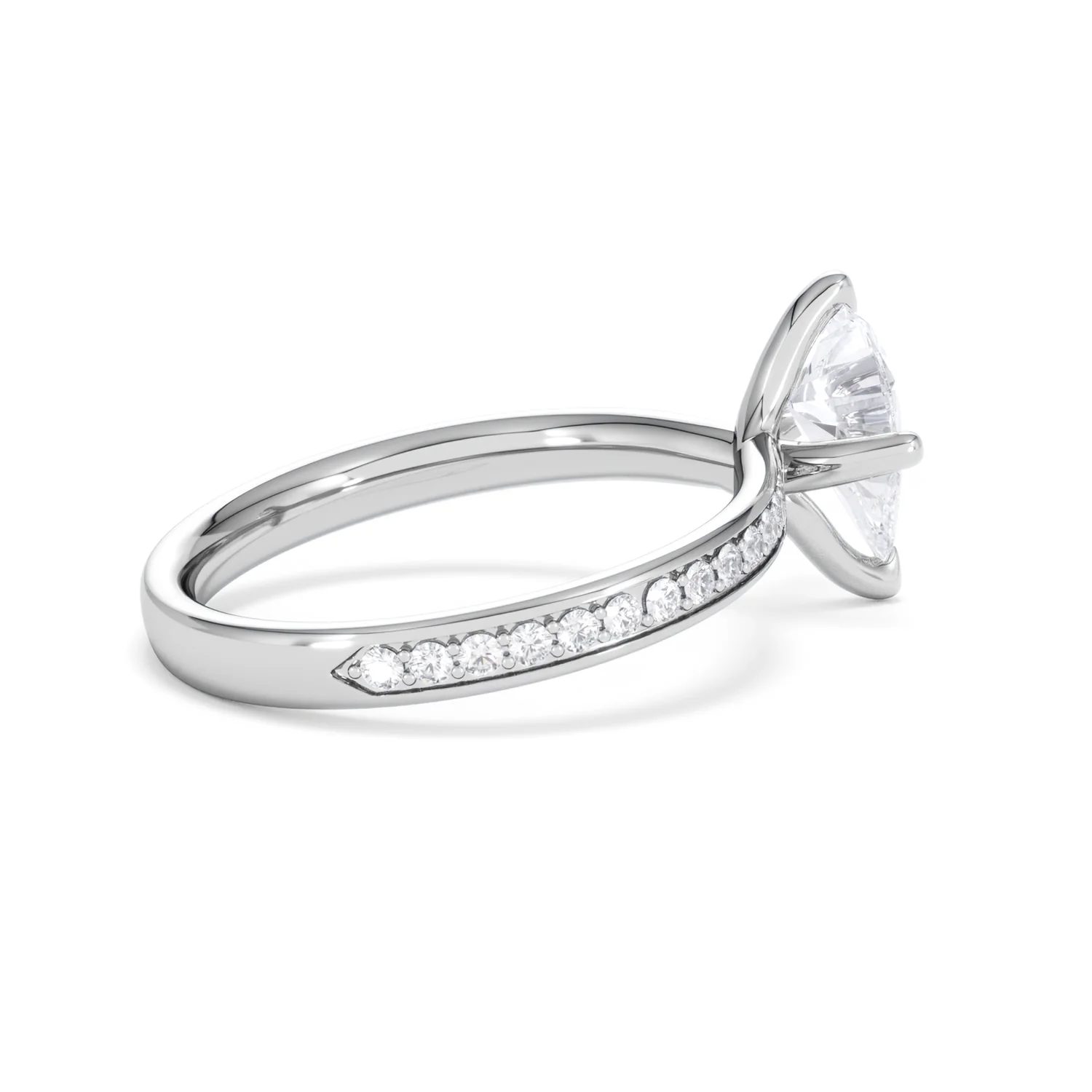 Origin Twist 1.00ct Pear Cut Lab Diamond Solitaire Engagement Ring with Side Stones in Platinum - Image 32