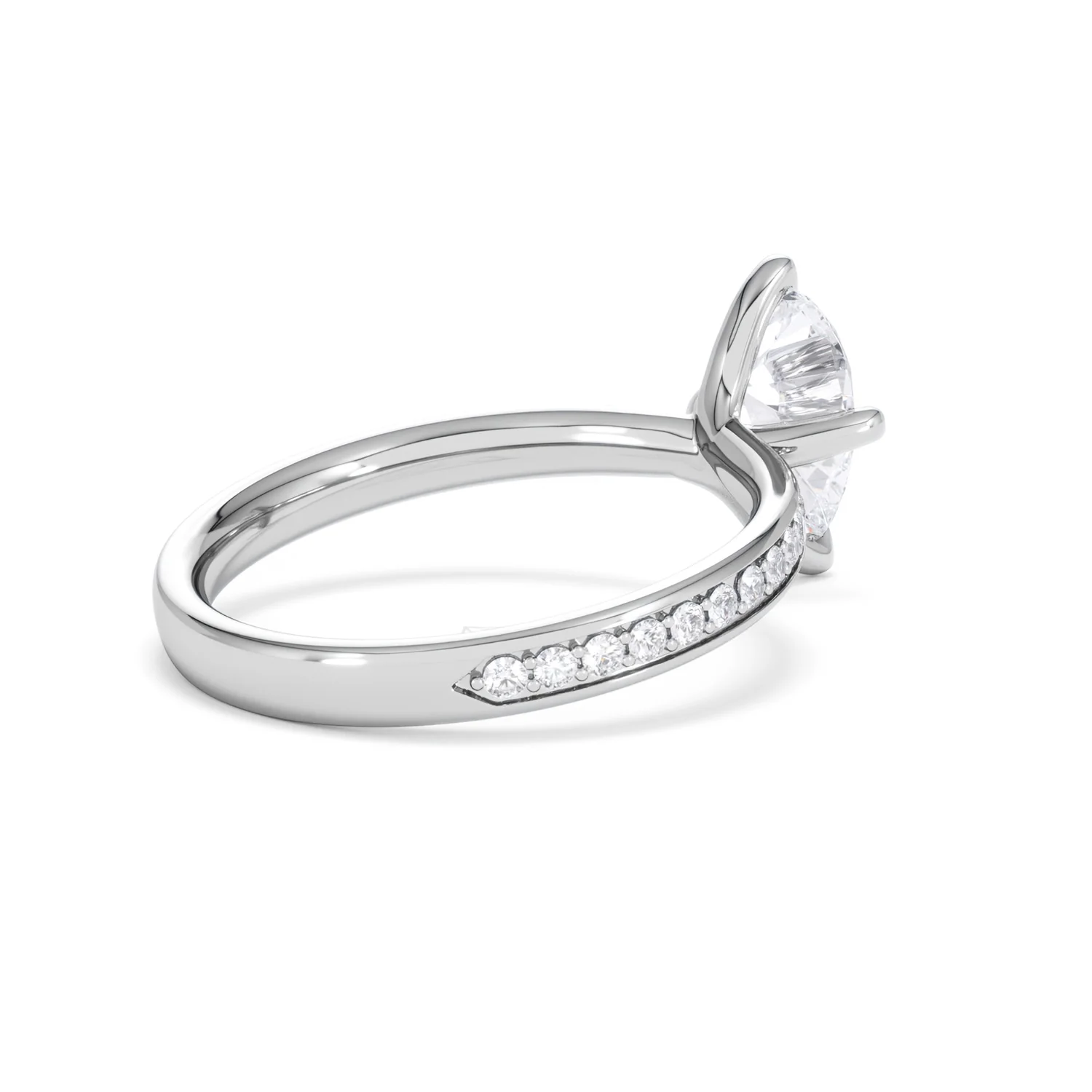 Origin Twist 1.00ct Pear Cut Lab Diamond Solitaire Engagement Ring with Side Stones in Platinum - Image 36