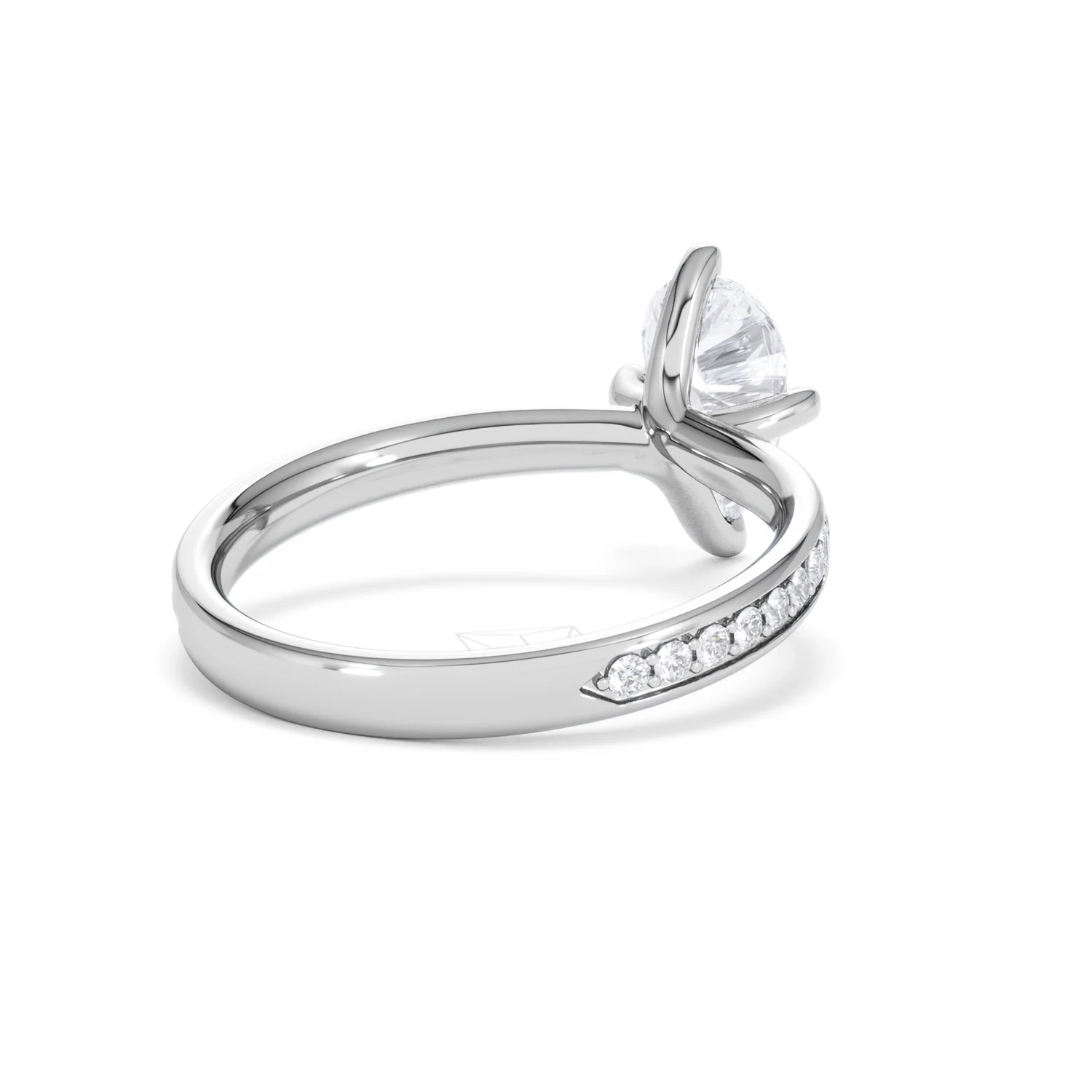 Origin Twist 1.00ct Pear Cut Lab Diamond Solitaire Engagement Ring with Side Stones in Platinum - Image 40