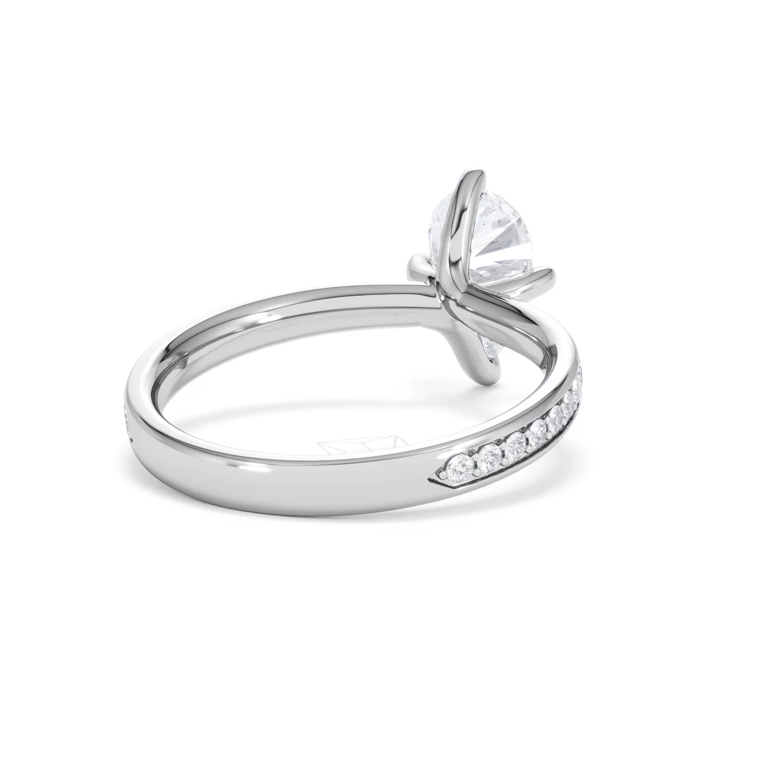 Origin Twist 1.00ct Pear Cut Lab Diamond Solitaire Engagement Ring with Side Stones in Platinum - Image 41