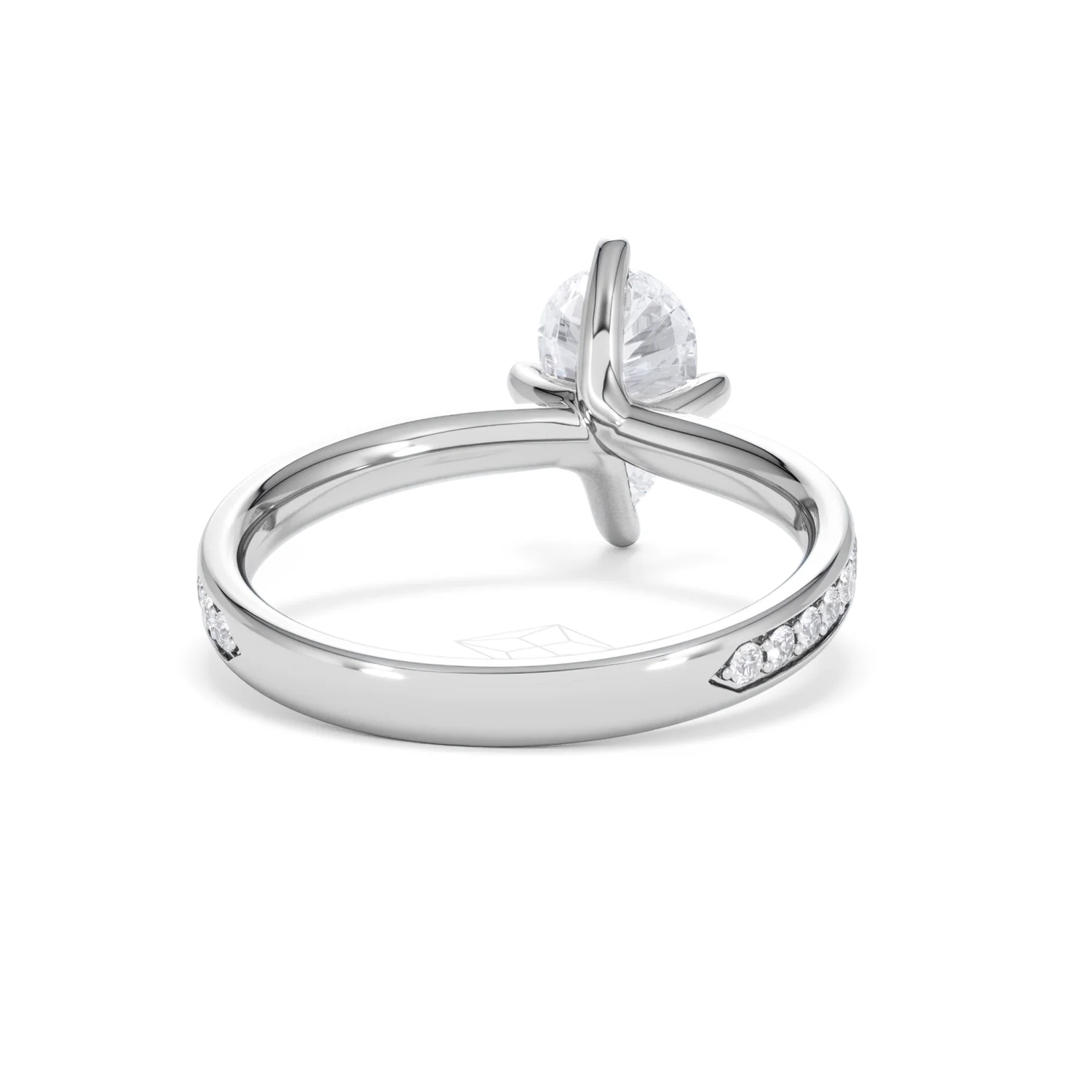 Origin Twist 1.00ct Pear Cut Lab Diamond Solitaire Engagement Ring with Side Stones in Platinum - Image 44