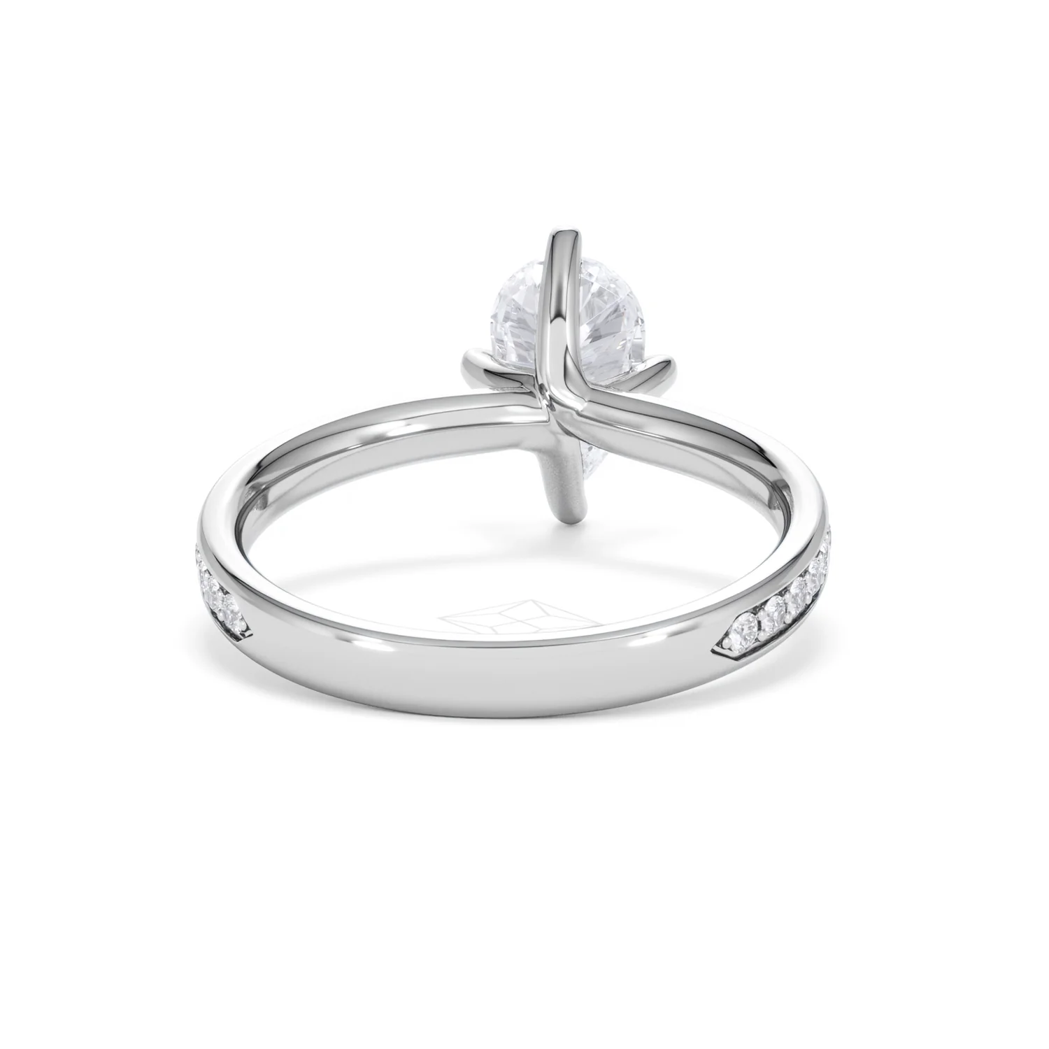 Origin Twist 1.00ct Pear Cut Lab Diamond Solitaire Engagement Ring with Side Stones in Platinum - Image 45
