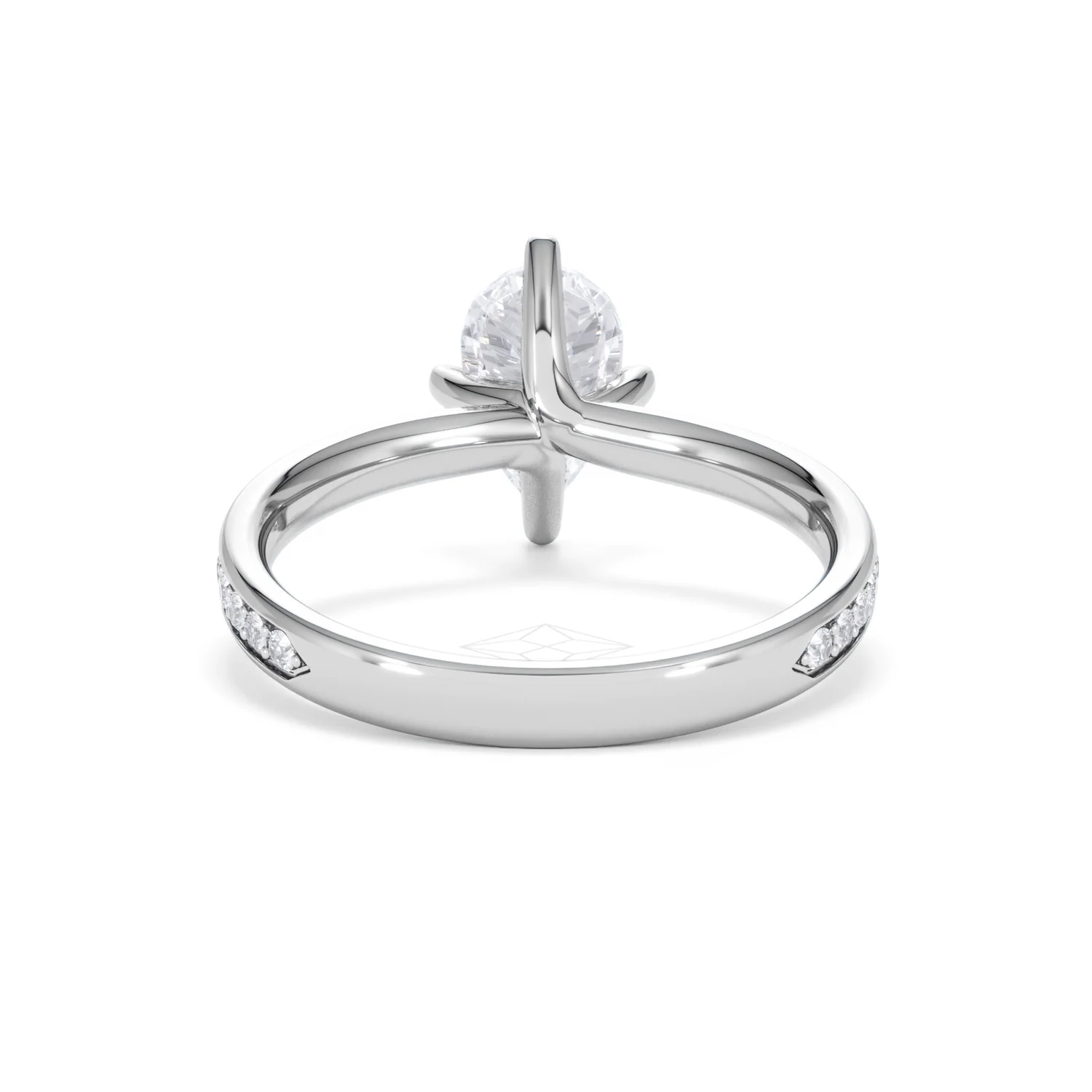 Origin Twist 1.00ct Pear Cut Lab Diamond Solitaire Engagement Ring with Side Stones in Platinum - Image 47