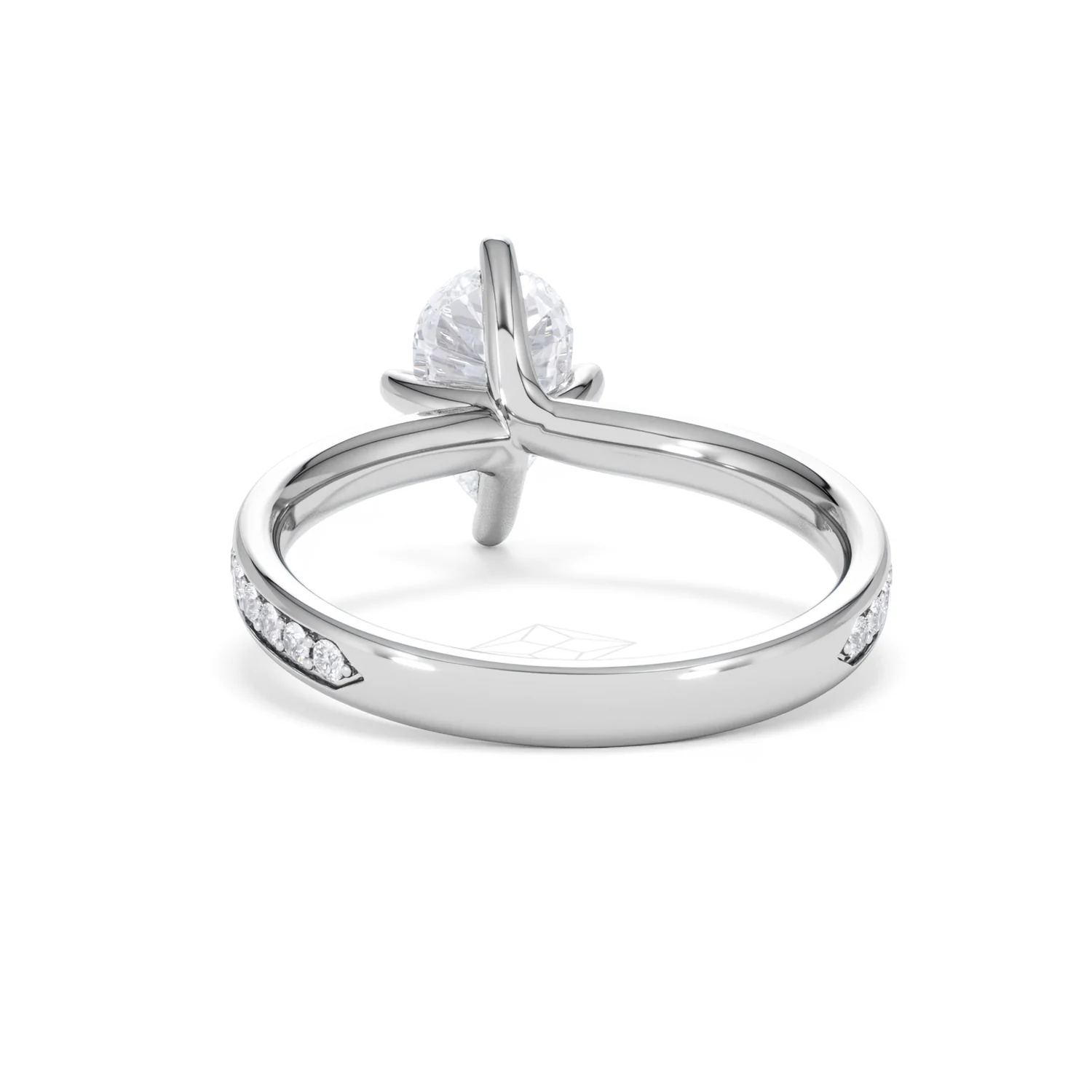 Origin Twist 1.00ct Pear Cut Lab Diamond Solitaire Engagement Ring with Side Stones in Platinum - Image 49