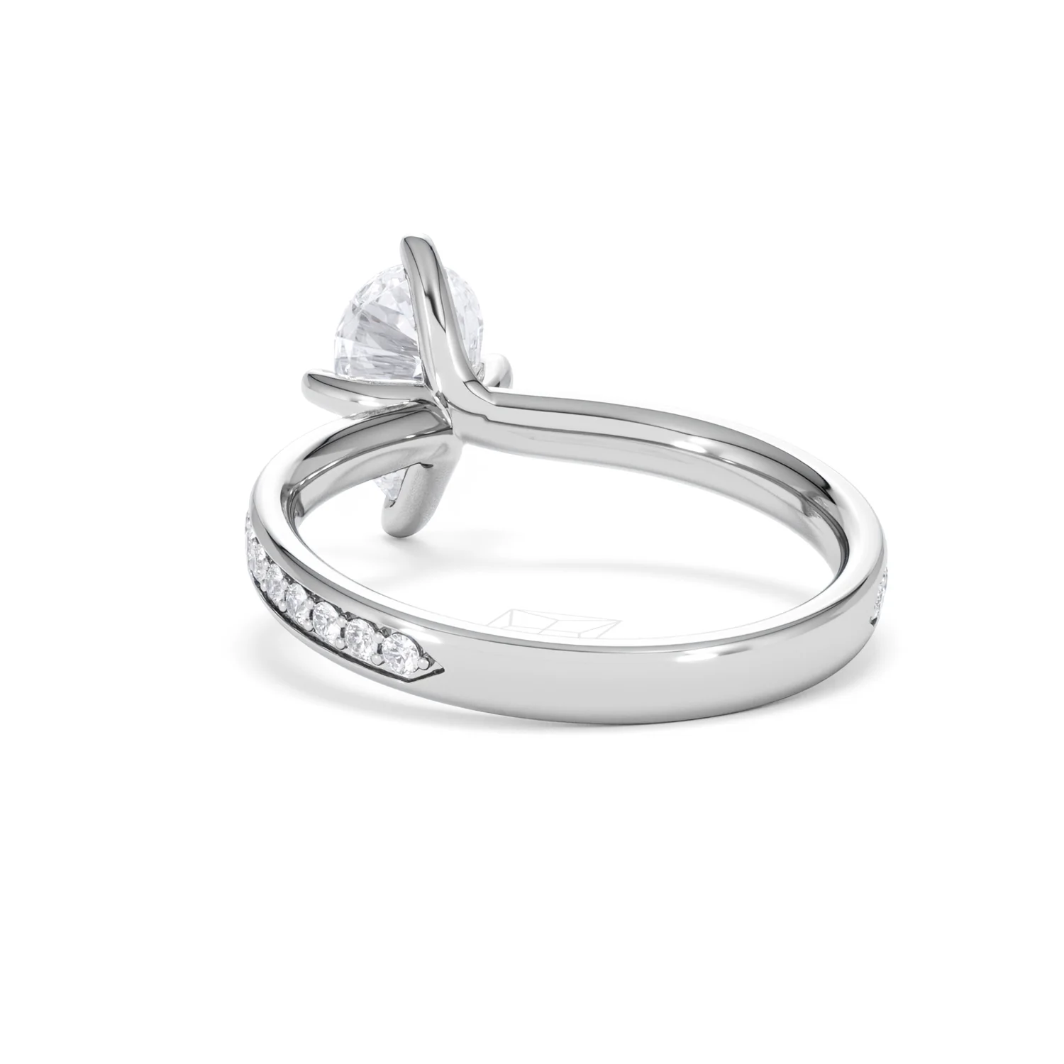 Origin Twist 1.00ct Pear Cut Lab Diamond Solitaire Engagement Ring with Side Stones in Platinum - Image 52