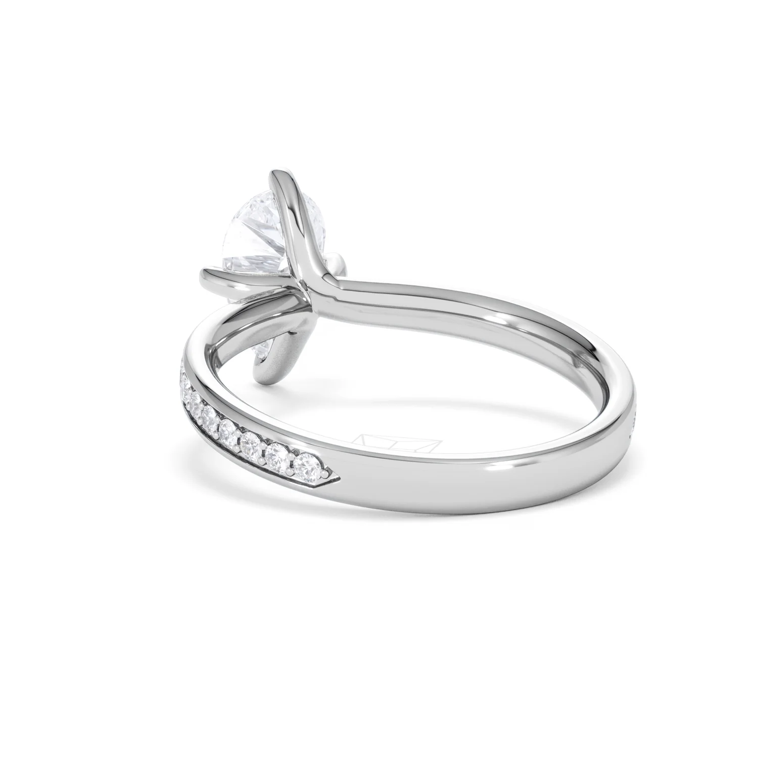 Origin Twist 1.00ct Pear Cut Lab Diamond Solitaire Engagement Ring with Side Stones in Platinum - Image 53
