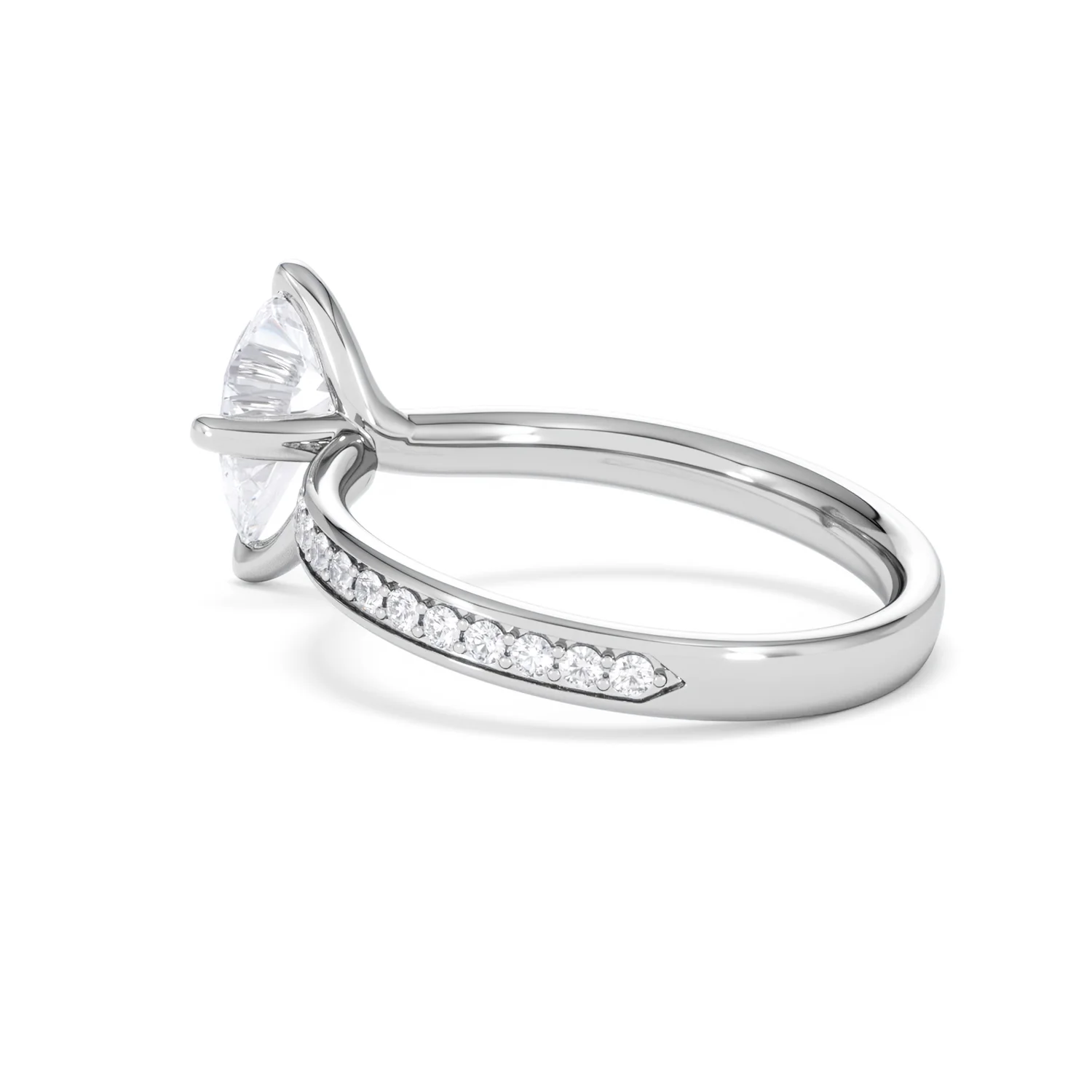 Origin Twist 1.00ct Pear Cut Lab Diamond Solitaire Engagement Ring with Side Stones in Platinum - Image 59