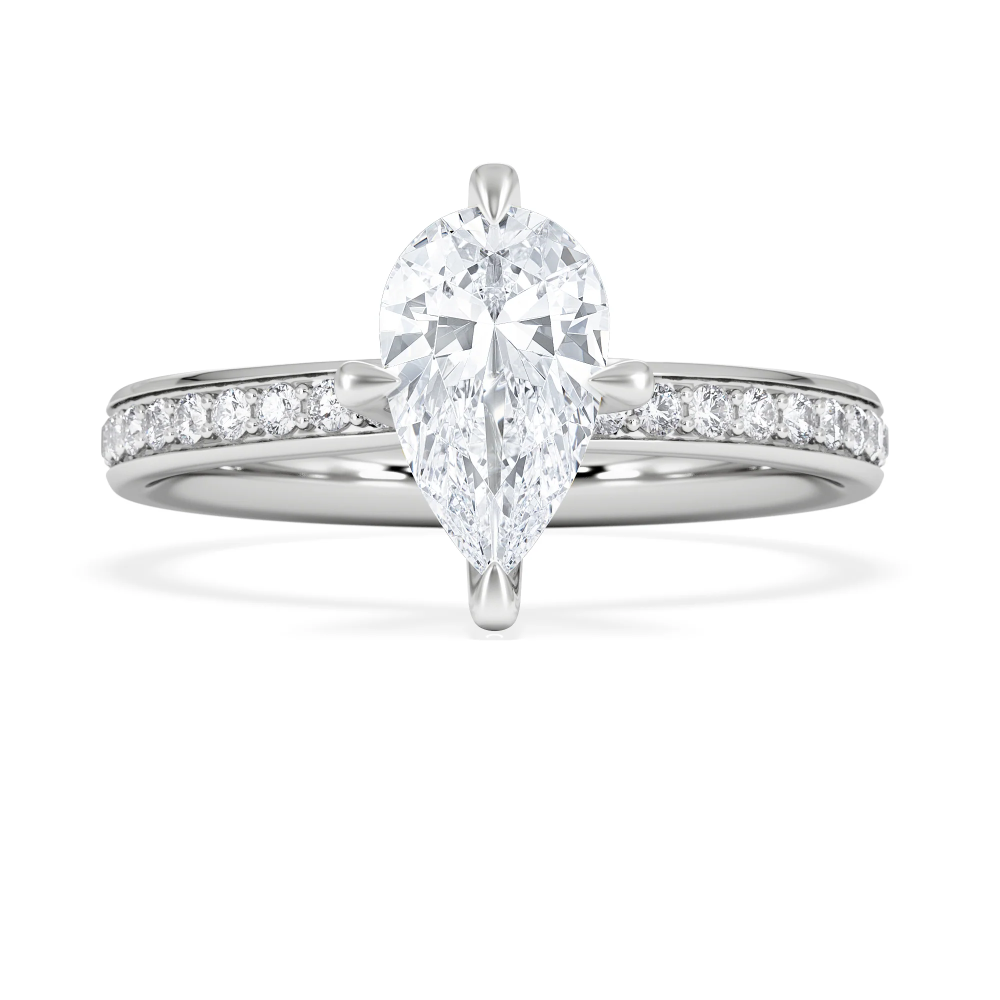 Origin Twist 1.00ct Pear Cut Lab Diamond Solitaire Engagement Ring with Side Stones in Platinum - Image 6