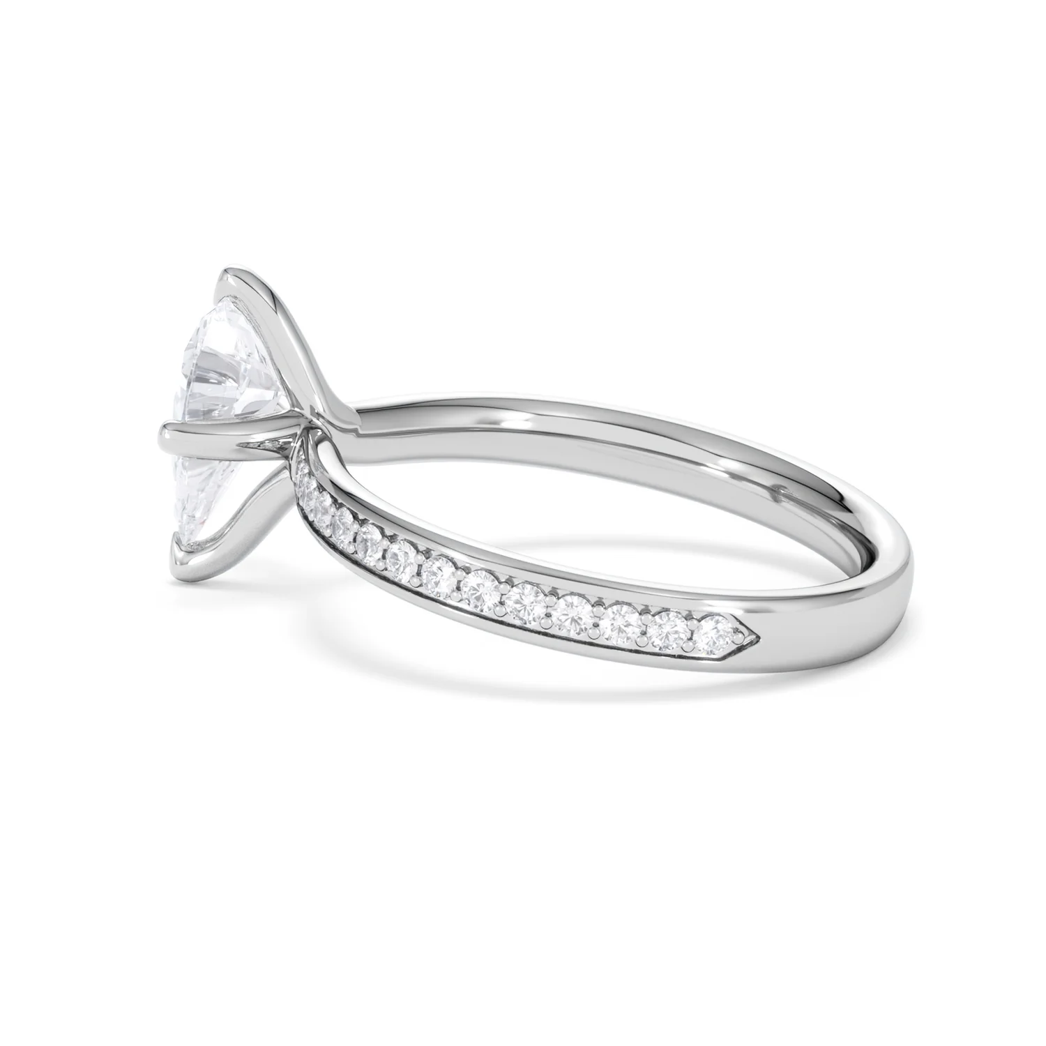 Origin Twist 1.00ct Pear Cut Lab Diamond Solitaire Engagement Ring with Side Stones in Platinum - Image 63