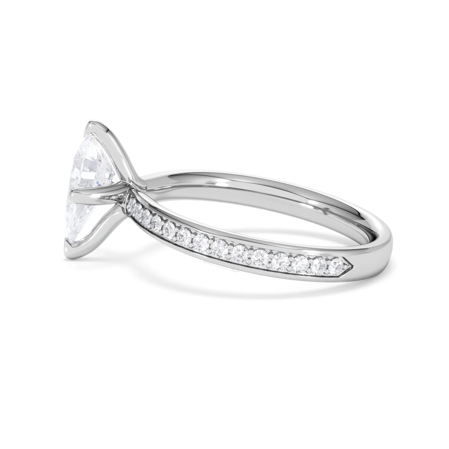 Origin Twist 1.00ct Pear Cut Lab Diamond Solitaire Engagement Ring with Side Stones in Platinum - Image 66
