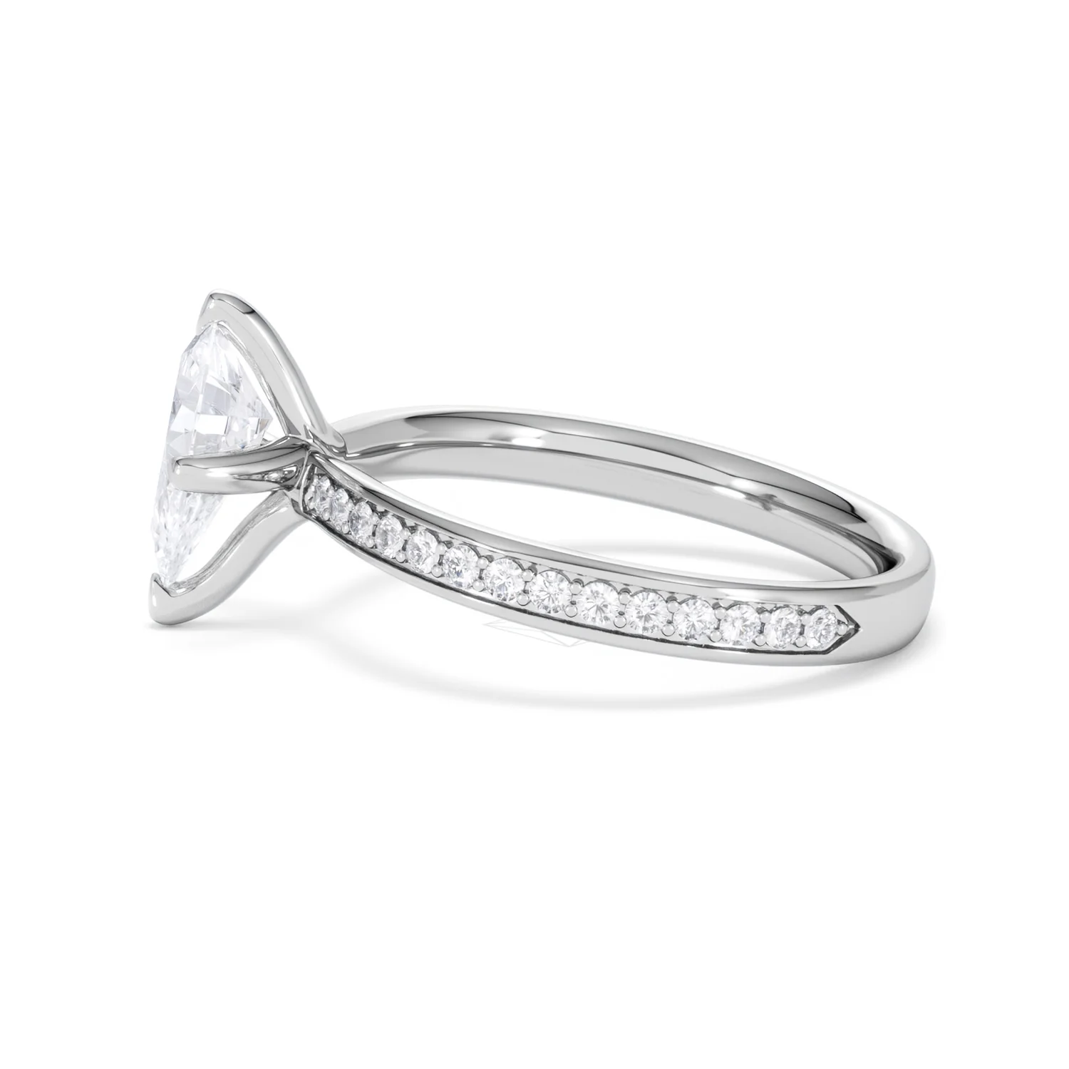 Origin Twist 1.00ct Pear Cut Lab Diamond Solitaire Engagement Ring with Side Stones in Platinum - Image 67