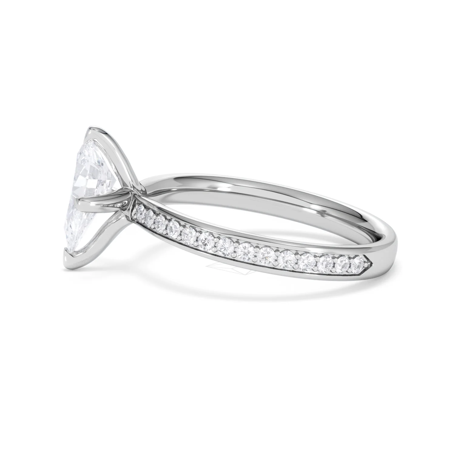 Origin Twist 1.00ct Pear Cut Lab Diamond Solitaire Engagement Ring with Side Stones in Platinum - Image 68