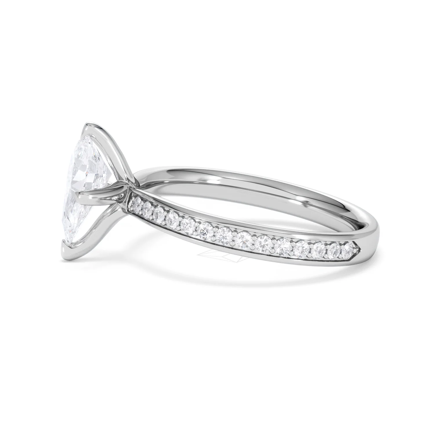 Origin Twist 1.00ct Pear Cut Lab Diamond Solitaire Engagement Ring with Side Stones in Platinum - Image 69