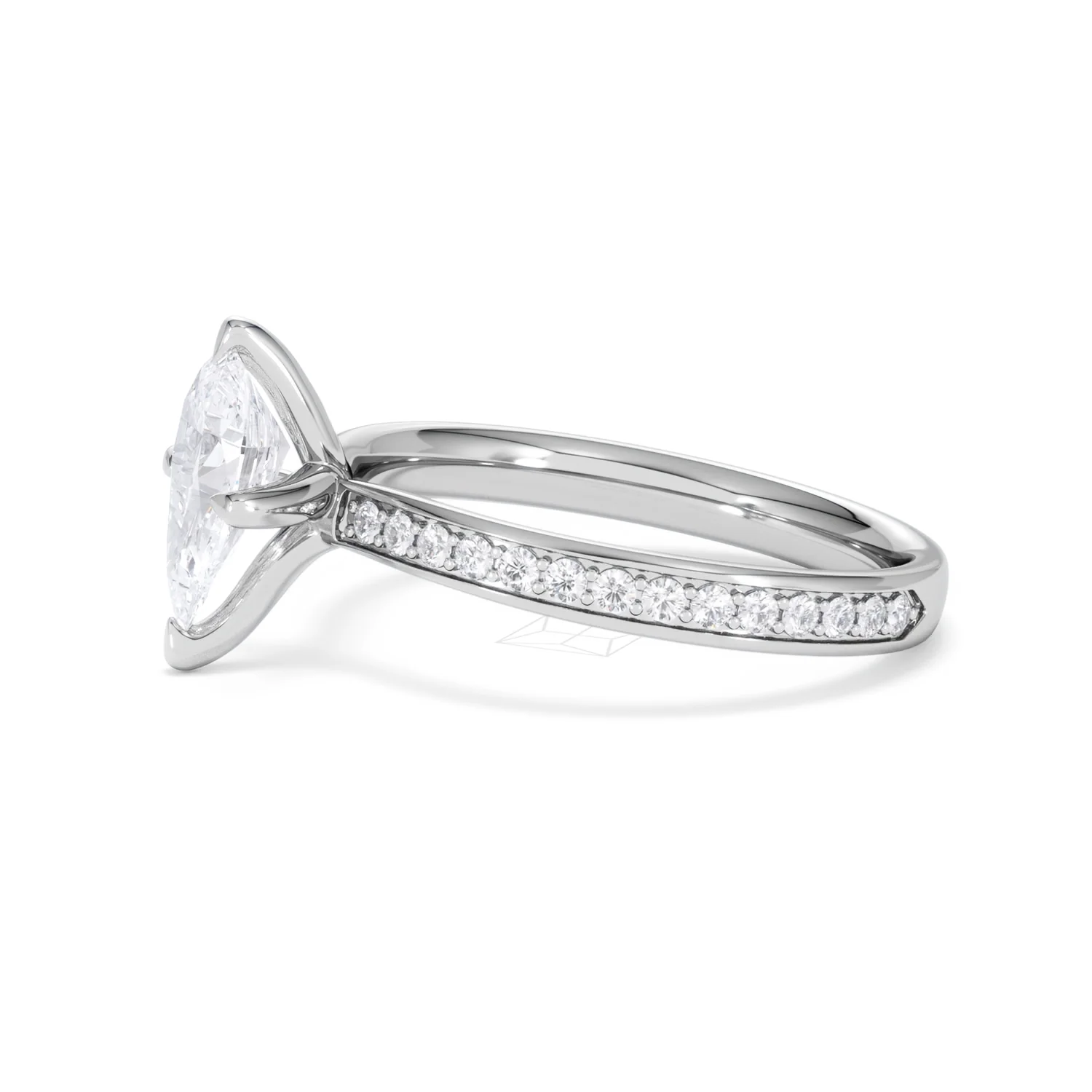 Origin Twist 1.00ct Pear Cut Lab Diamond Solitaire Engagement Ring with Side Stones in Platinum - Image 71