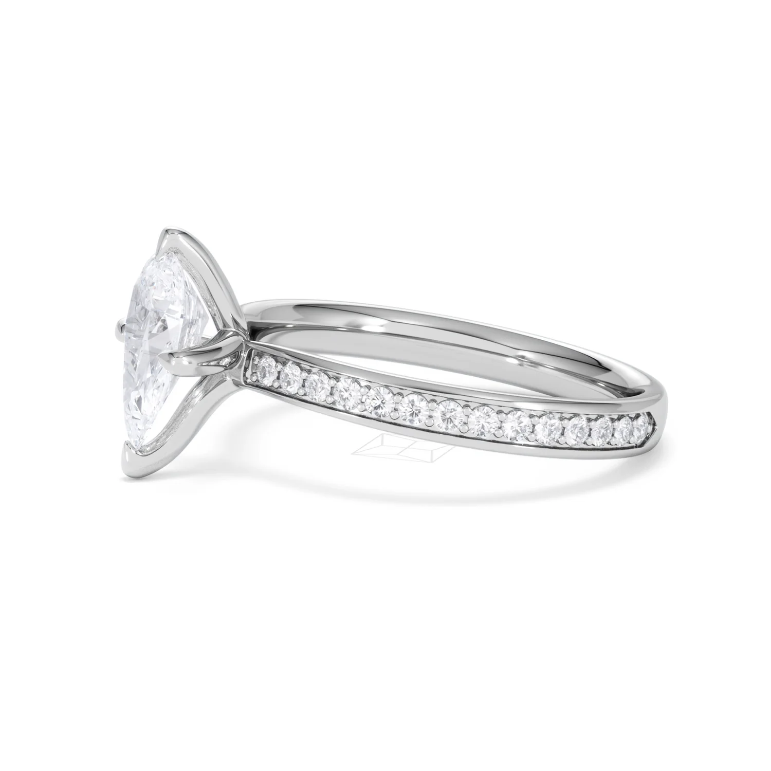 Origin Twist 1.00ct Pear Cut Lab Diamond Solitaire Engagement Ring with Side Stones in Platinum - Image 72