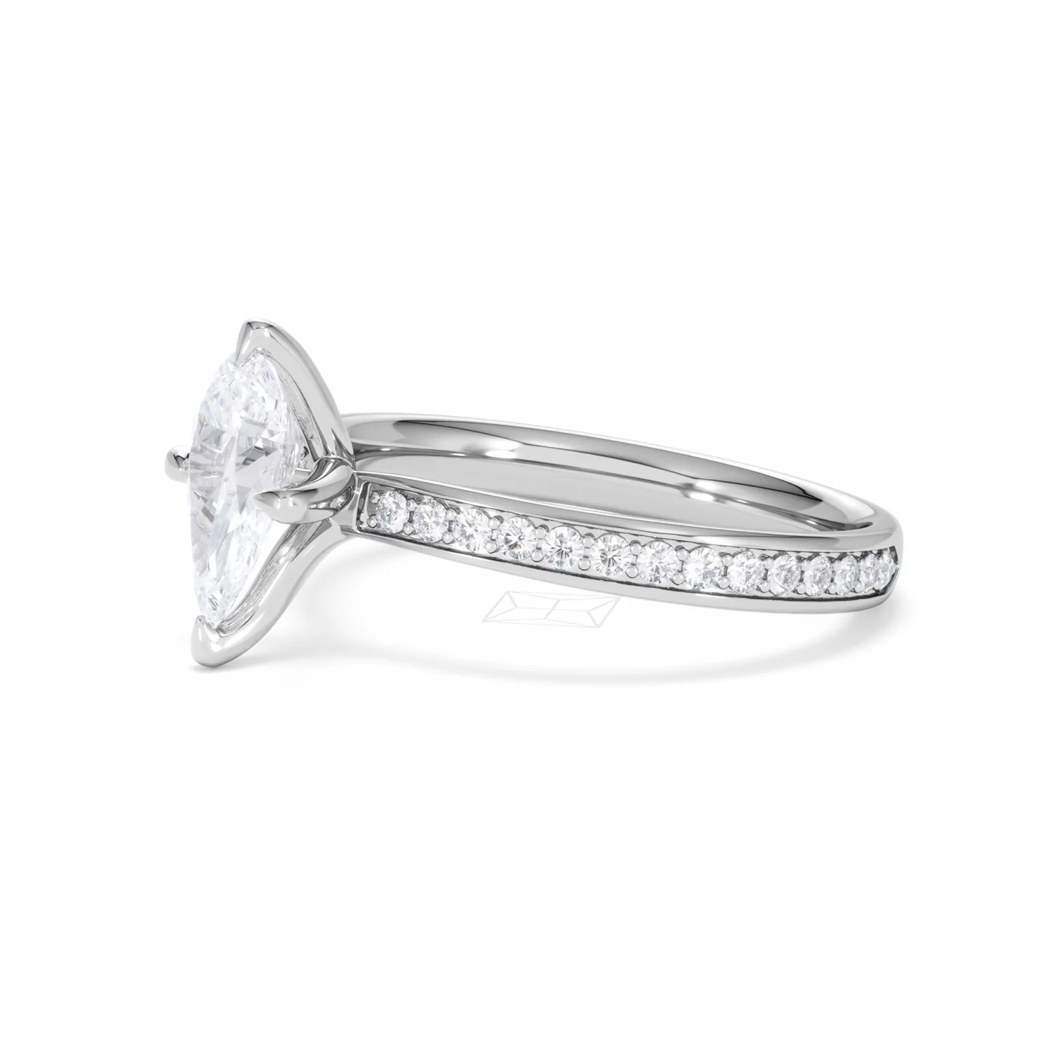 Origin Twist 1.00ct Pear Cut Lab Diamond Solitaire Engagement Ring with Side Stones in Platinum - Image 74