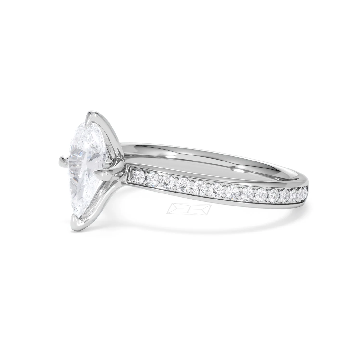 Origin Twist 1.00ct Pear Cut Lab Diamond Solitaire Engagement Ring with Side Stones in Platinum - Image 75