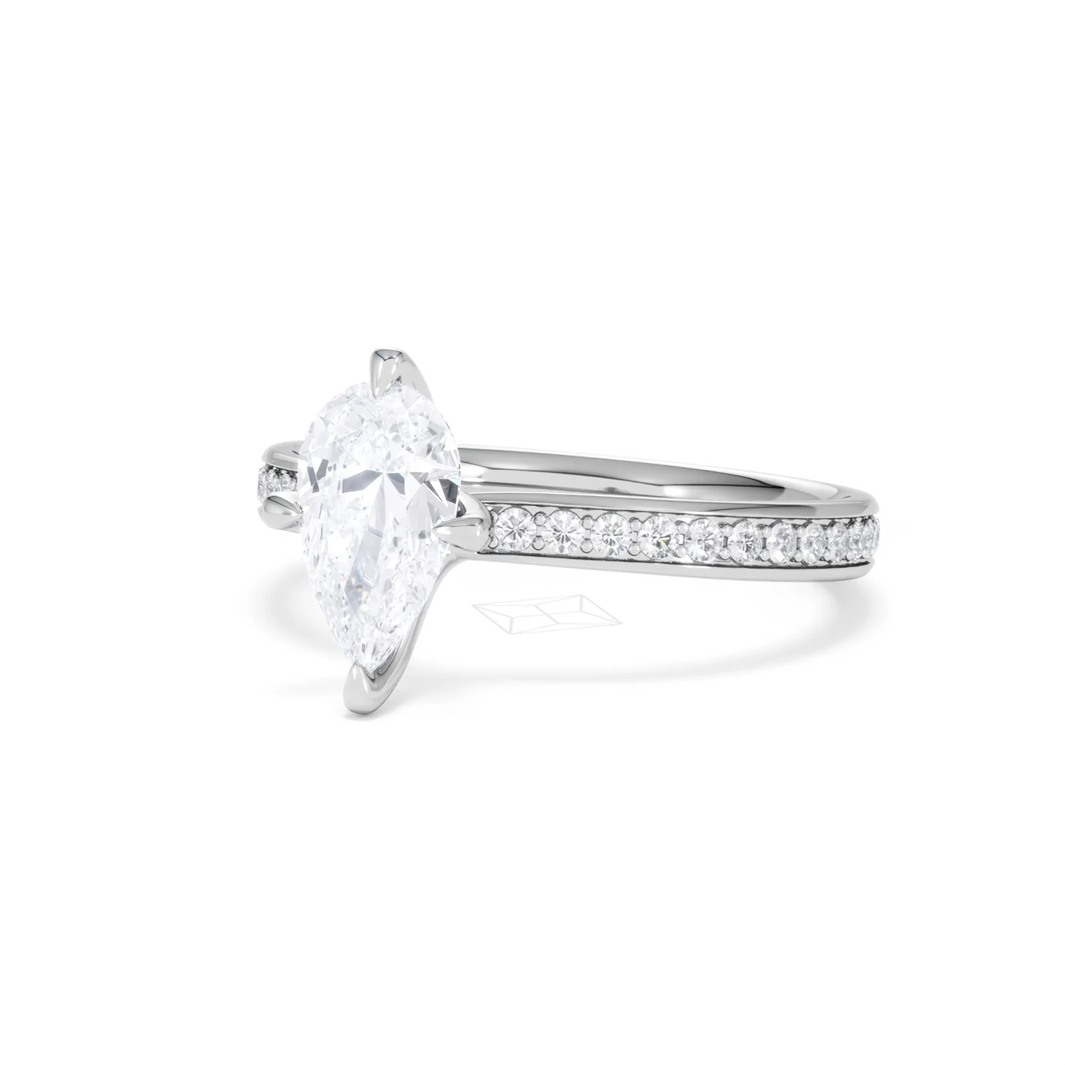 Origin Twist 1.00ct Pear Cut Lab Diamond Solitaire Engagement Ring with Side Stones in Platinum - Image 81