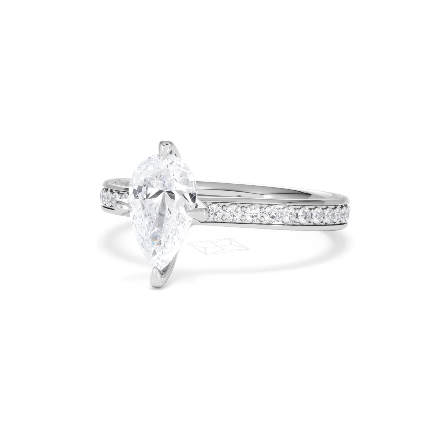 Origin Twist 1.00ct Pear Cut Lab Diamond Solitaire Engagement Ring with Side Stones in Platinum - Image 82