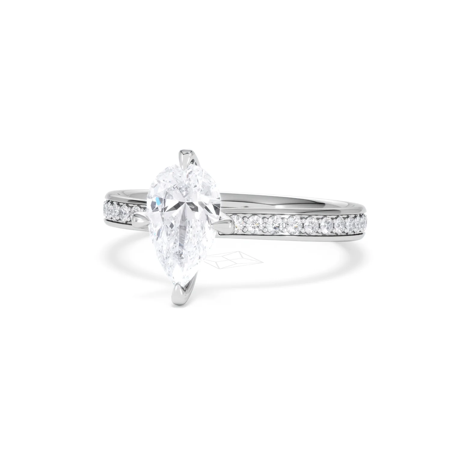 Origin Twist 1.00ct Pear Cut Lab Diamond Solitaire Engagement Ring with Side Stones in Platinum - Image 83
