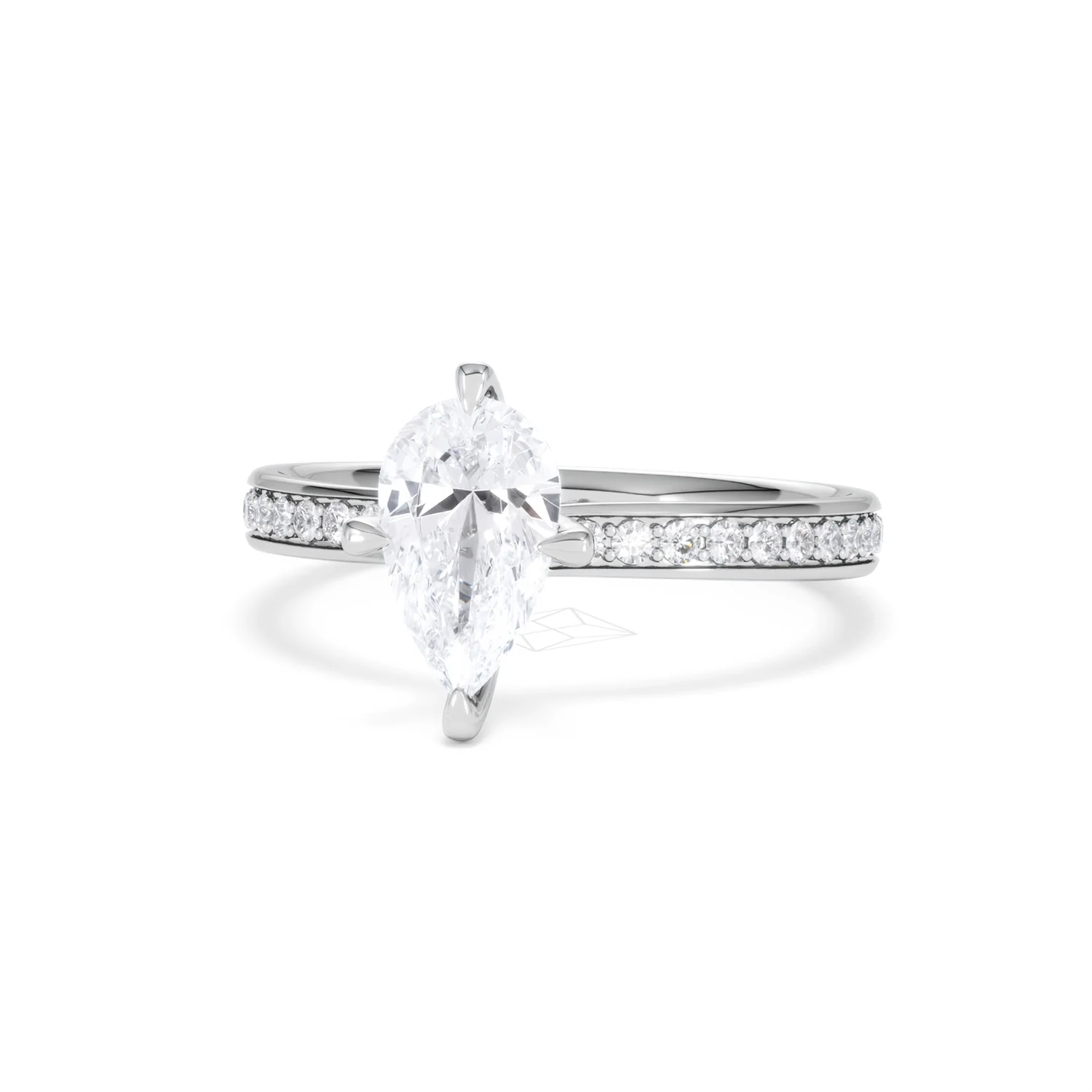 Origin Twist 1.00ct Pear Cut Lab Diamond Solitaire Engagement Ring with Side Stones in Platinum - Image 84
