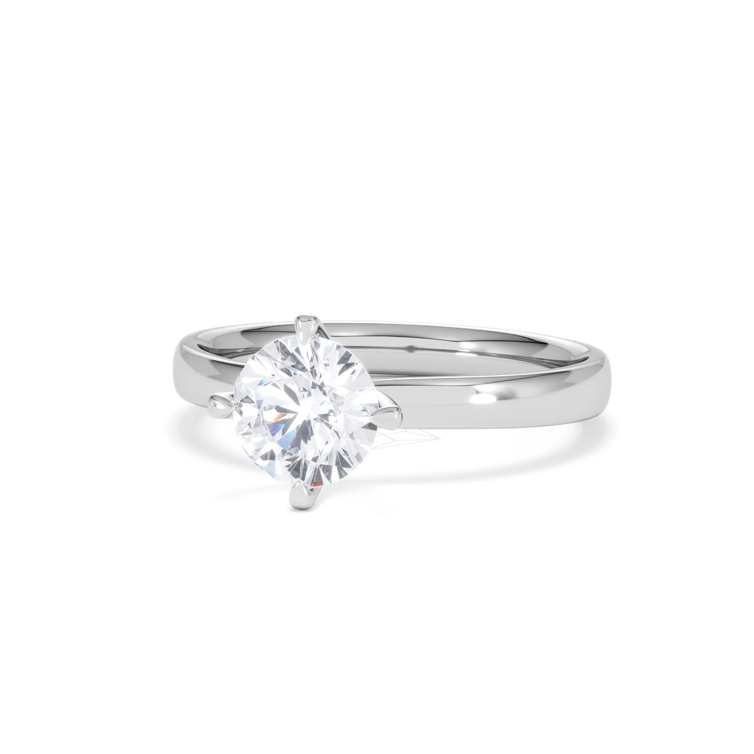 Origin Twist 1.00ct Round Cut Lab Diamond Solitaire Engagement Ring in 18K White Gold - Image 83