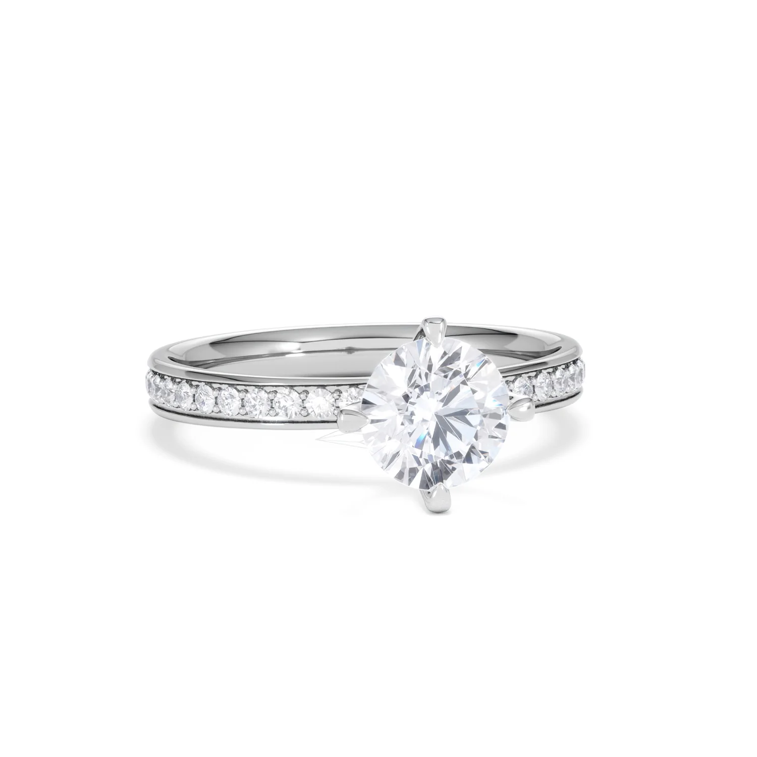 Origin Twist 1.00ct Round Cut Lab Diamond Solitaire Engagement Ring with Side Stones in 18K White Gold - Image 10