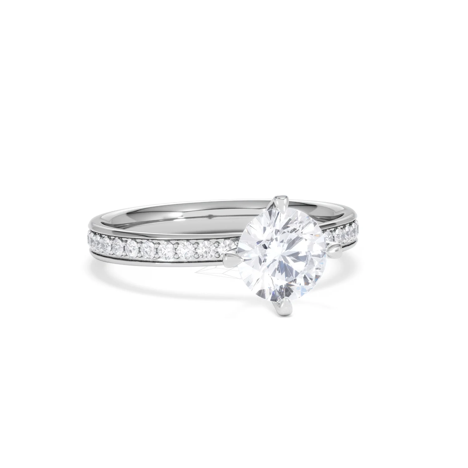 Origin Twist 1.00ct Round Cut Lab Diamond Solitaire Engagement Ring with Side Stones in 18K White Gold - Image 11