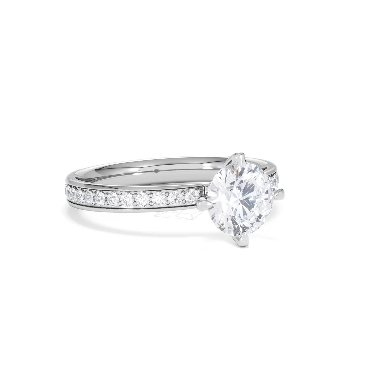 Origin Twist 1.00ct Round Cut Lab Diamond Solitaire Engagement Ring with Side Stones in 18K White Gold - Image 13