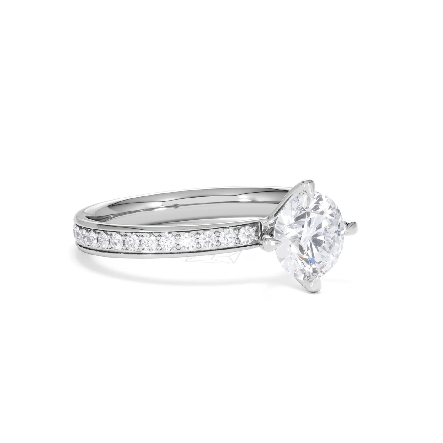 Origin Twist 1.00ct Round Cut Lab Diamond Solitaire Engagement Ring with Side Stones in 18K White Gold - Image 15