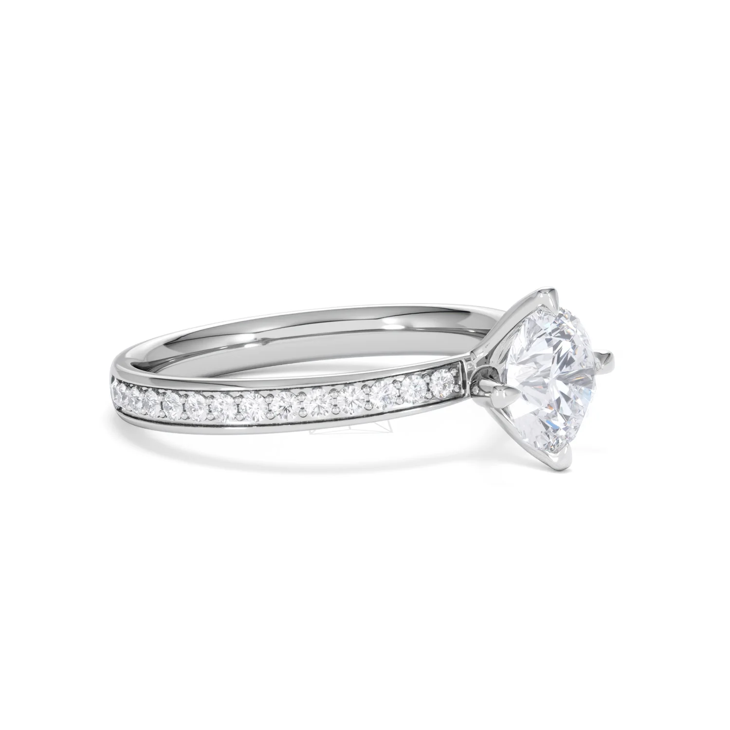 Origin Twist 1.00ct Round Cut Lab Diamond Solitaire Engagement Ring with Side Stones in 18K White Gold - Image 18