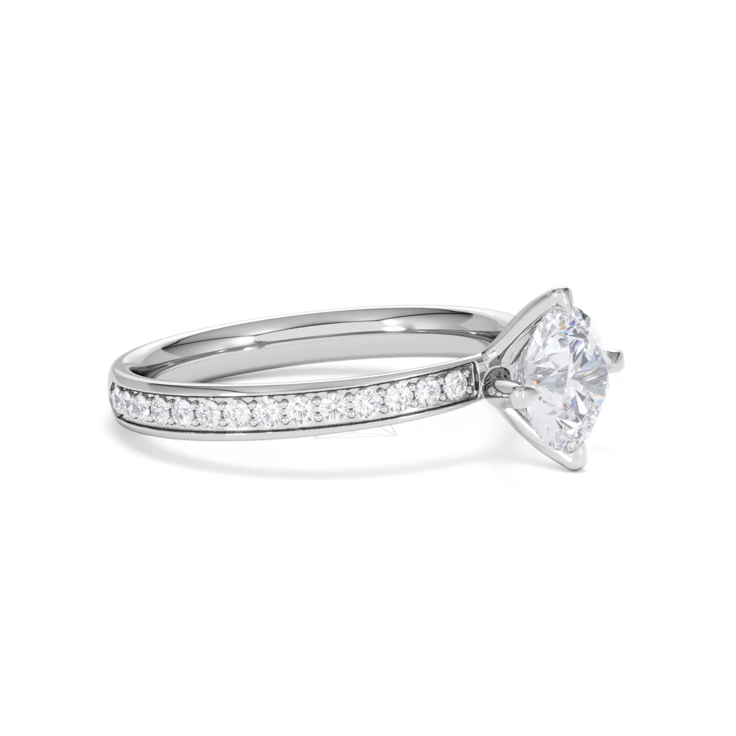 Origin Twist 1.00ct Round Cut Lab Diamond Solitaire Engagement Ring with Side Stones in 18K White Gold - Image 19