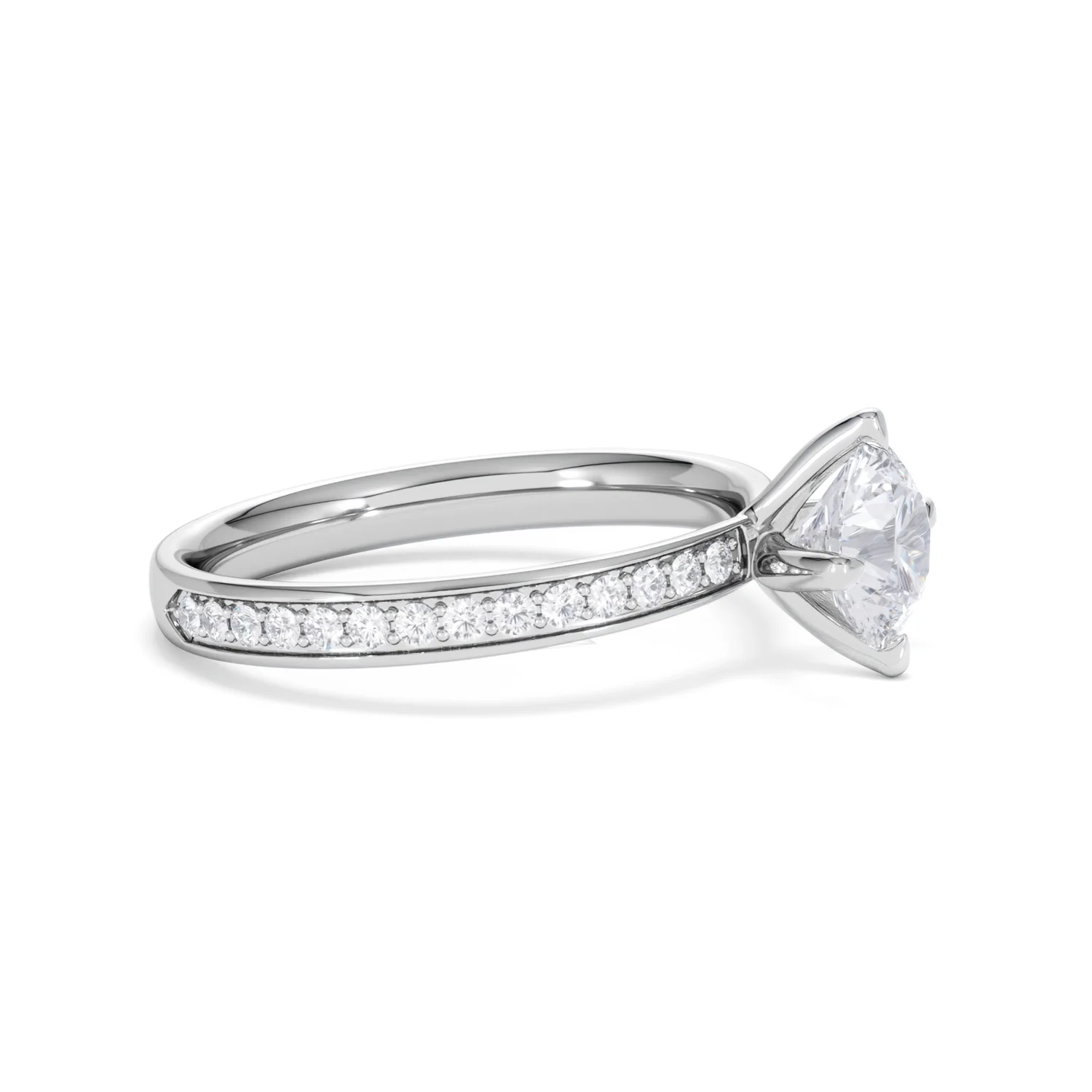 Origin Twist 1.00ct Round Cut Lab Diamond Solitaire Engagement Ring with Side Stones in 18K White Gold - Image 22
