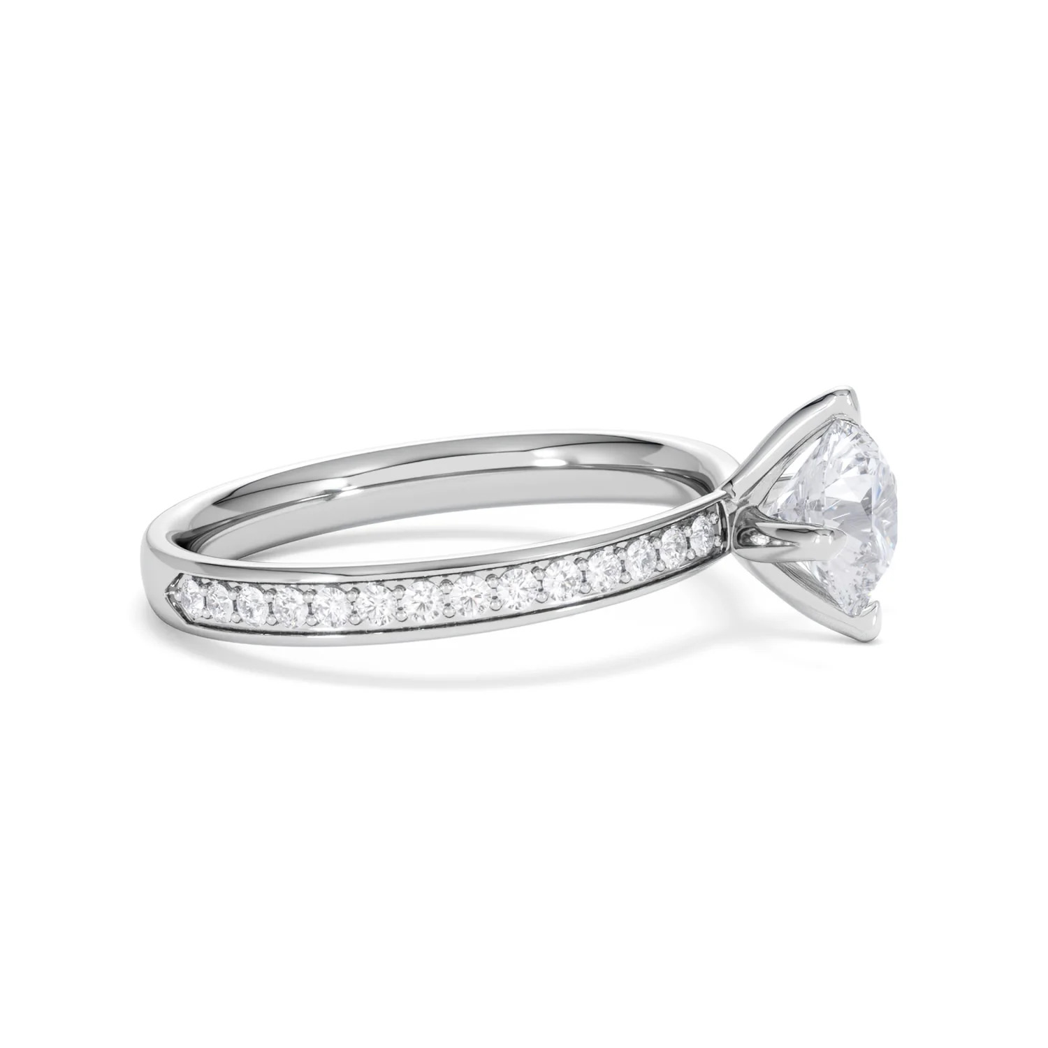 Origin Twist 1.00ct Round Cut Lab Diamond Solitaire Engagement Ring with Side Stones in 18K White Gold - Image 23