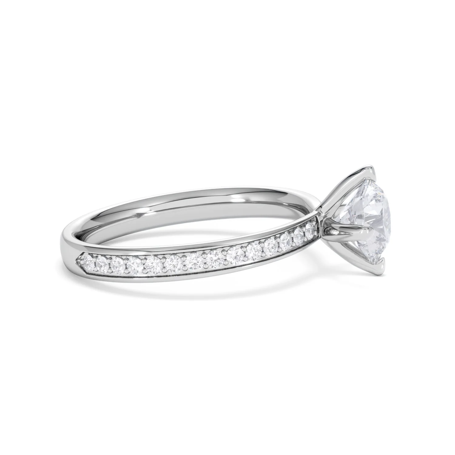 Origin Twist 1.00ct Round Cut Lab Diamond Solitaire Engagement Ring with Side Stones in 18K White Gold - Image 24