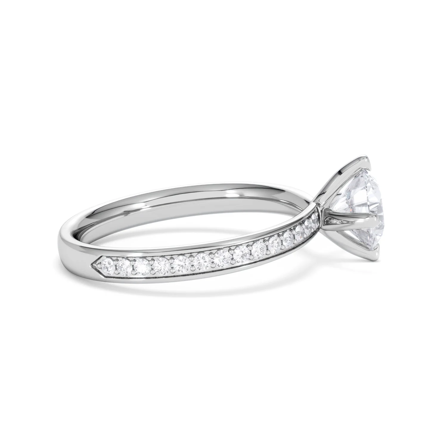 Origin Twist 1.00ct Round Cut Lab Diamond Solitaire Engagement Ring with Side Stones in 18K White Gold - Image 27
