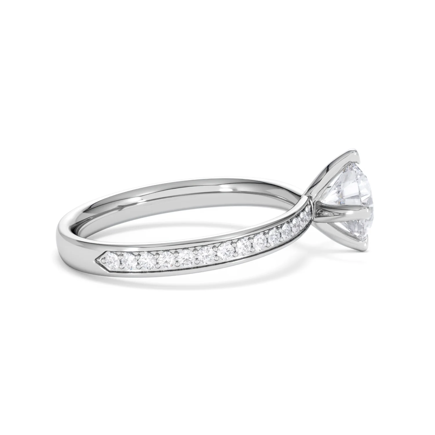 Origin Twist 1.00ct Round Cut Lab Diamond Solitaire Engagement Ring with Side Stones in 18K White Gold - Image 28