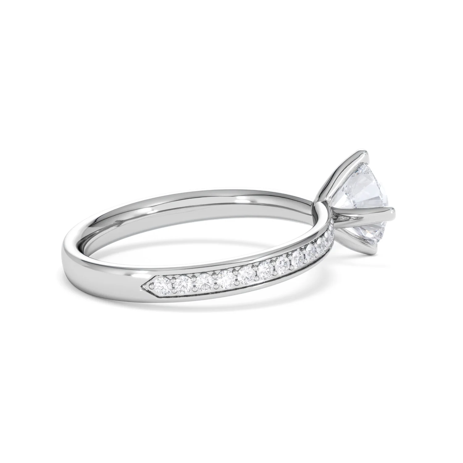 Origin Twist 1.00ct Round Cut Lab Diamond Solitaire Engagement Ring with Side Stones in 18K White Gold - Image 32