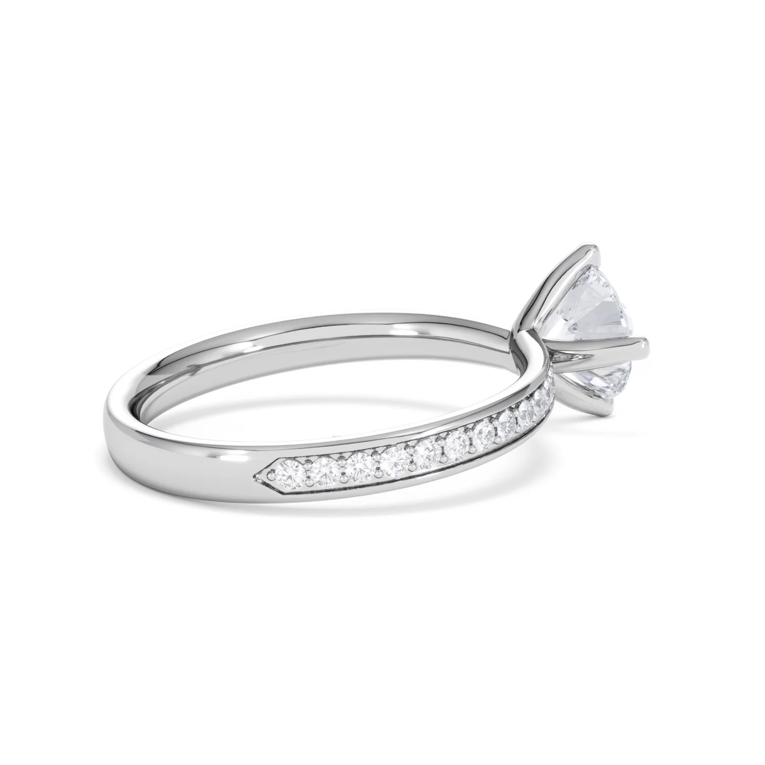 Origin Twist 1.00ct Round Cut Lab Diamond Solitaire Engagement Ring with Side Stones in 18K White Gold - Image 33